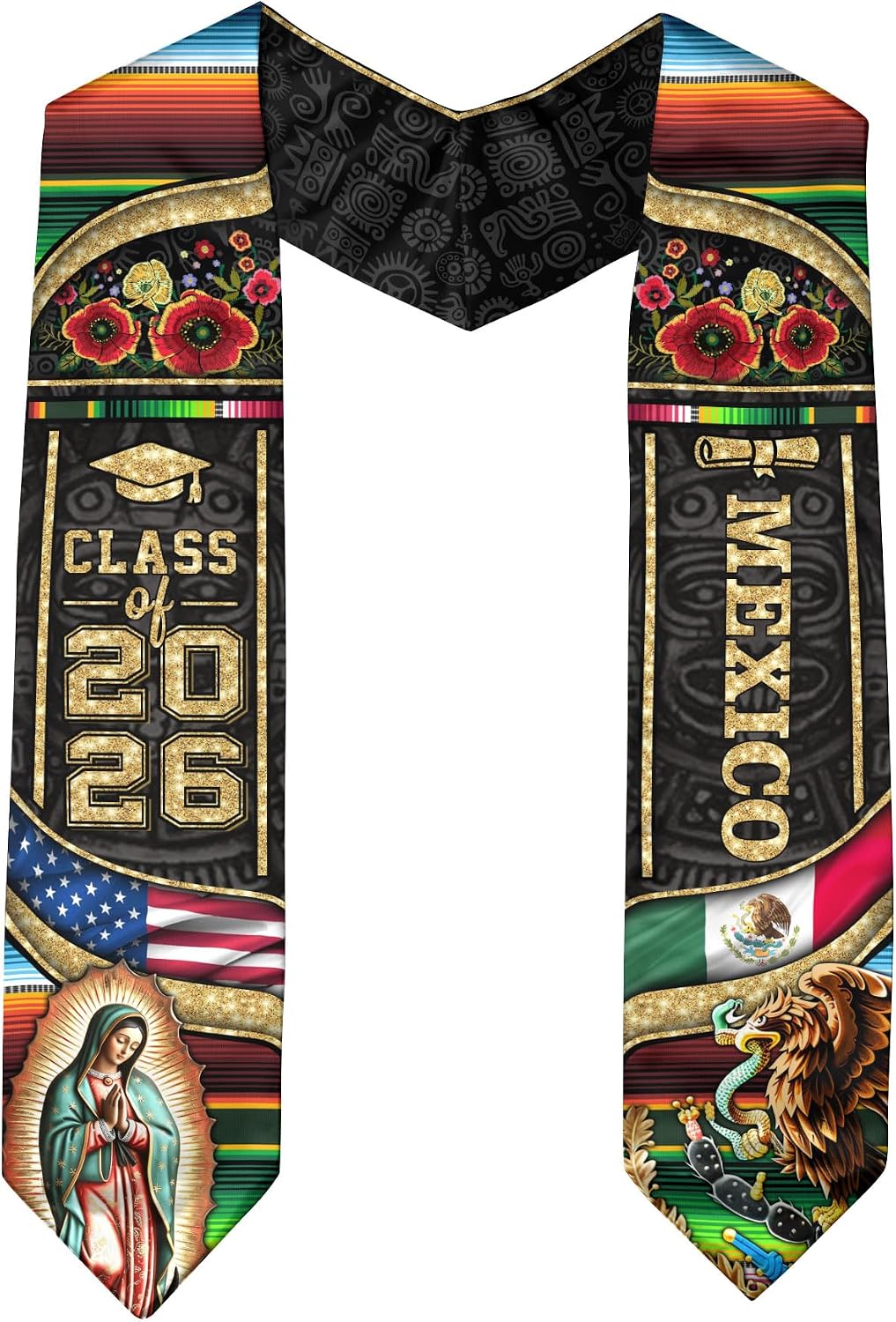Graduation Stole Mexico American, Mexican Graduation Sash, Mexican Stole 2026, Class of 2026