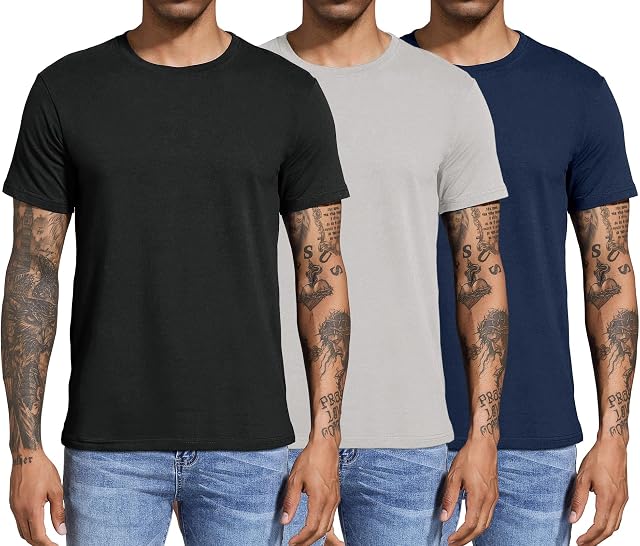 Boyzn 3 pour homme, 4 ou 5 T-Shirts en coton, manches courtes Col rond de sport Tees, Gym de coton s'entraîner chemises pour hommes