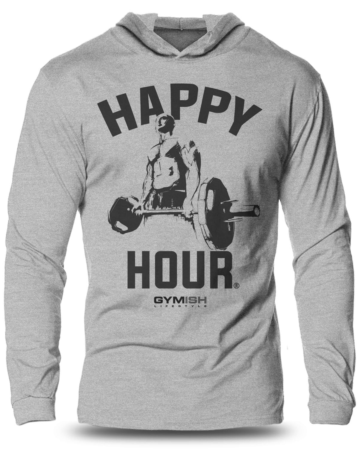 Long Sleeves Happy Hour Hooded Workout Shirt for Men, Lightweight Gym T-Shirt