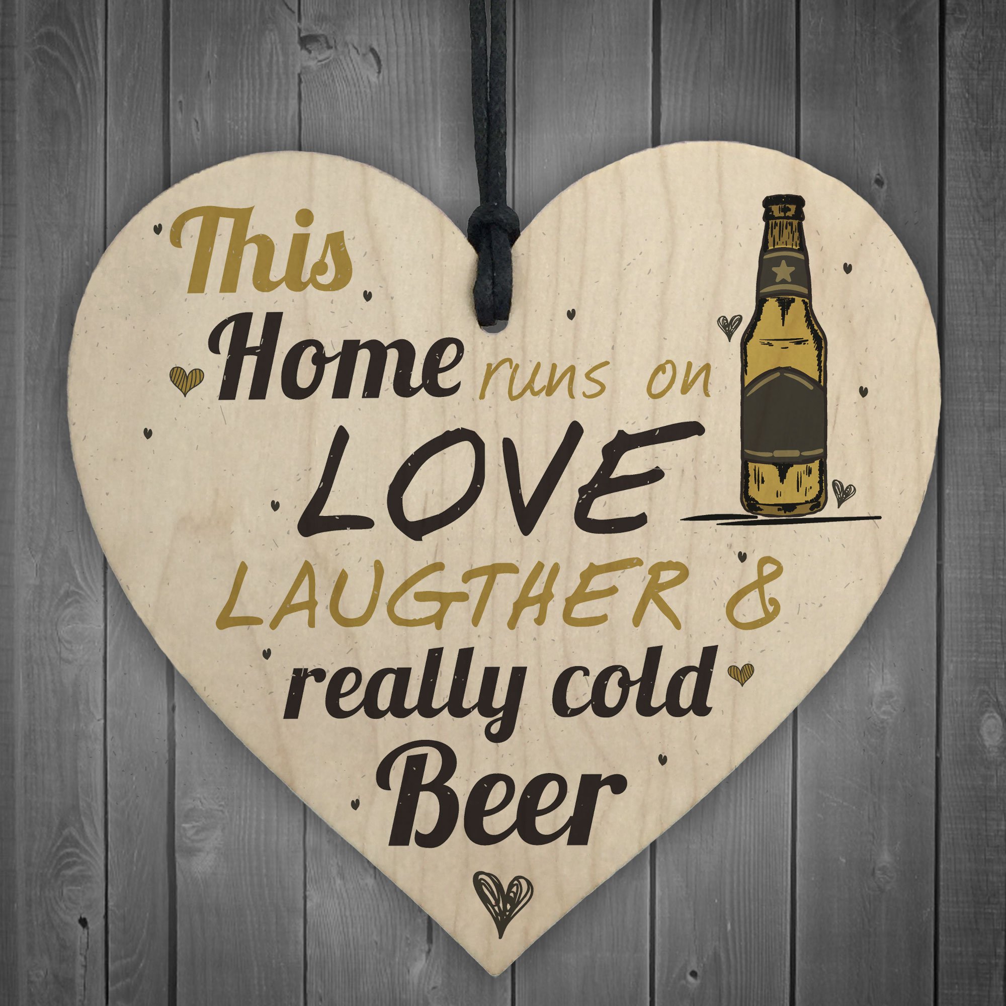 Red Ocean Love Laughter & Beer Funny Wooden Hanging Heart Plaque Alcohol Gift Novelty Friendship Drinking Sign Home Present