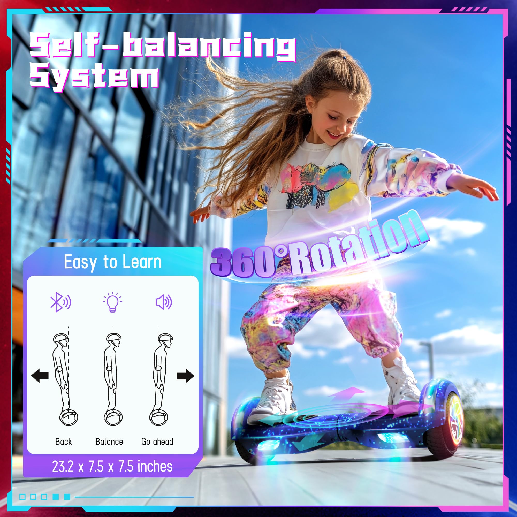 6,5 cala Hoverboards elektryczne samobalansujący wbudowany Bluetooth dla dzieci