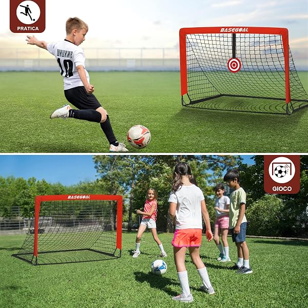 Porte da Calcio per Giardino, Porta da Calcio per 150x120cm, Porticine Da Calcio con Aste In Fibra di Vetro e Reti di Alta Qualità, Bullseye e Borsa per Giardino e Gioco per Interni - 4