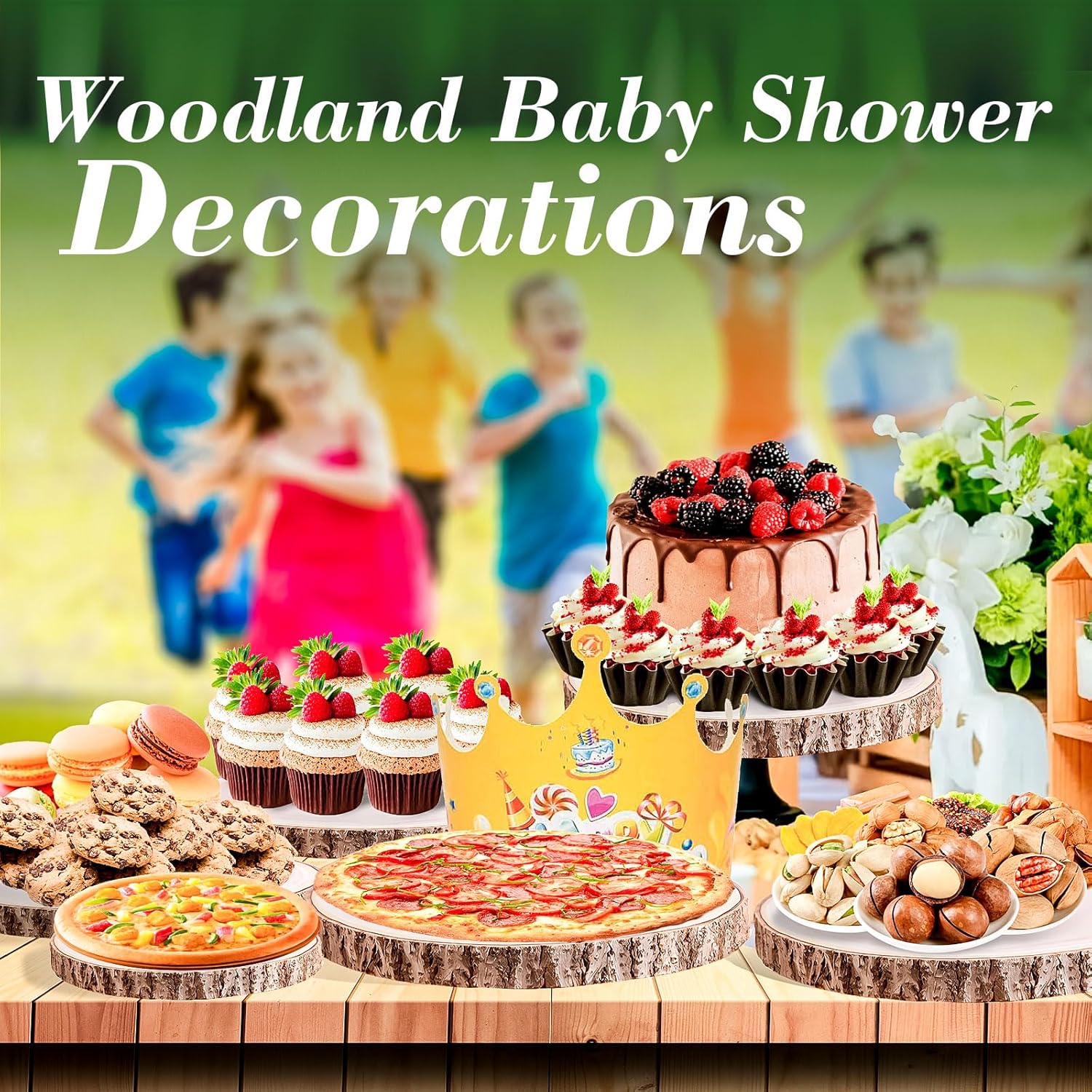 8Pcs 10-12 Inches Wood Slices Large Wood Rounds Centerpieces for Tables Rustic Round Wooden Discs