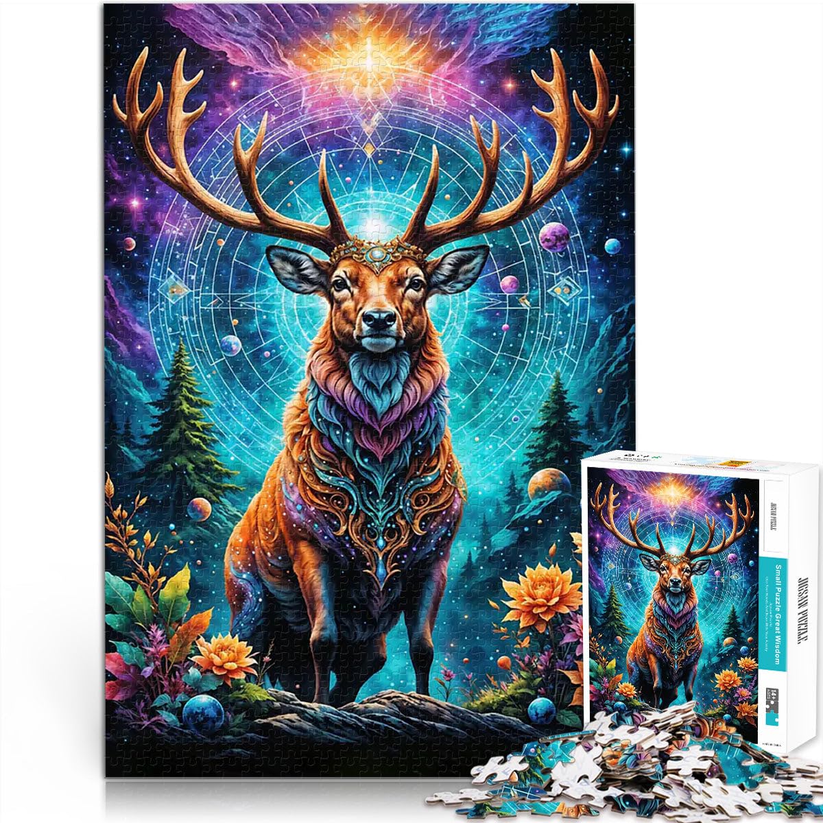 Puzzles for teenagers 1000 Piece Crowned Deer of Universe Handgeschwindigkeitswettbewerb Heimdekoration38x26cm — image 1