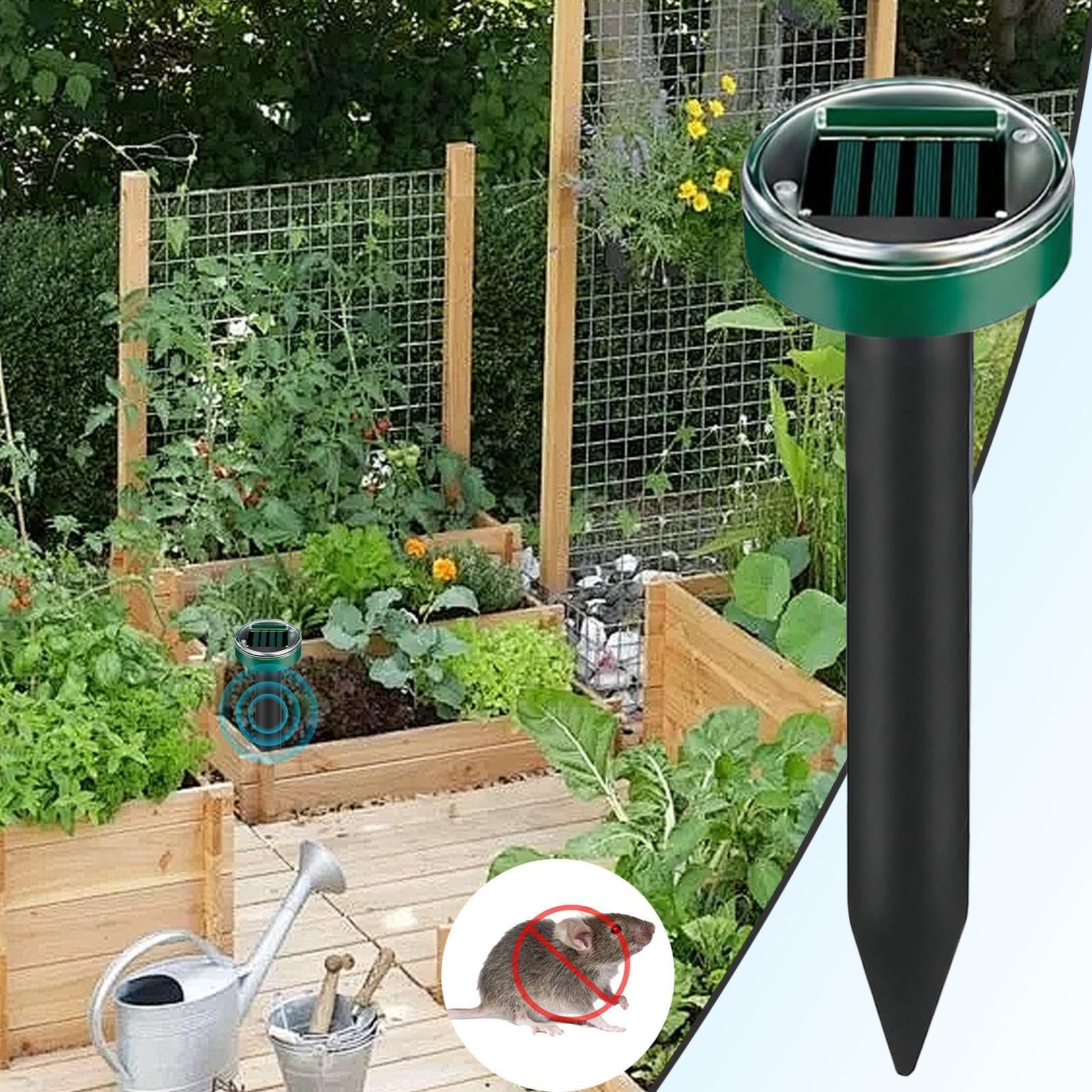 Piquets répulsifs Anti-Taupes – Serpent à ultrasons d'extérieur | 6 x piquets de Dissuasion étanches pour Cour, Jardin, pelouse