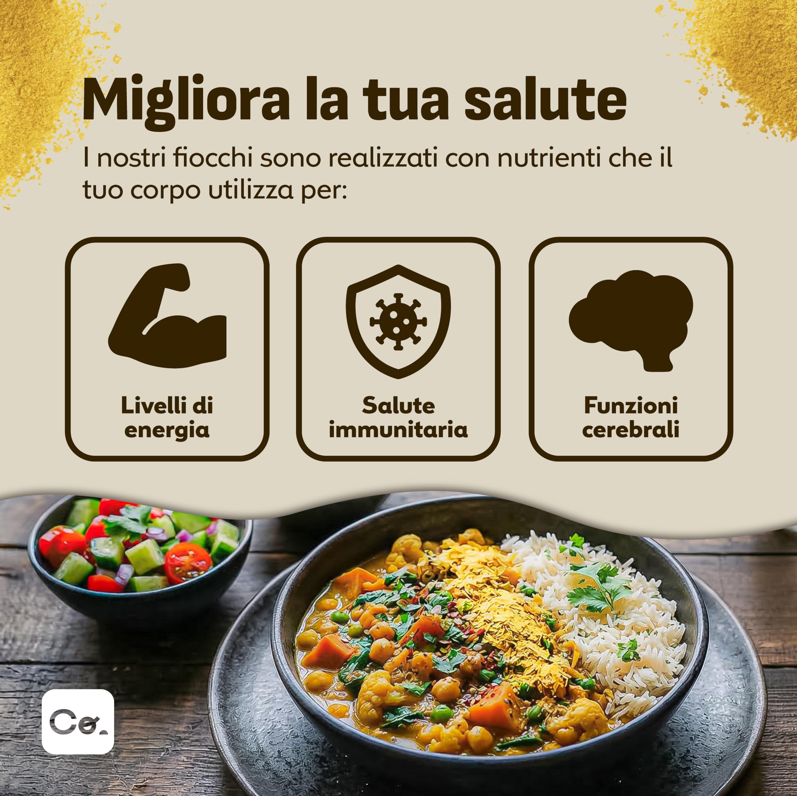 Coolinario Lievito Alimentare Fortificato (56 g) | Condimento Vegano Ricco di Vitamine B, B12 e Zinco | Sapore Umami per Pasta, Popcorn e Salse | Senza Glutine e 100% Vegetale
