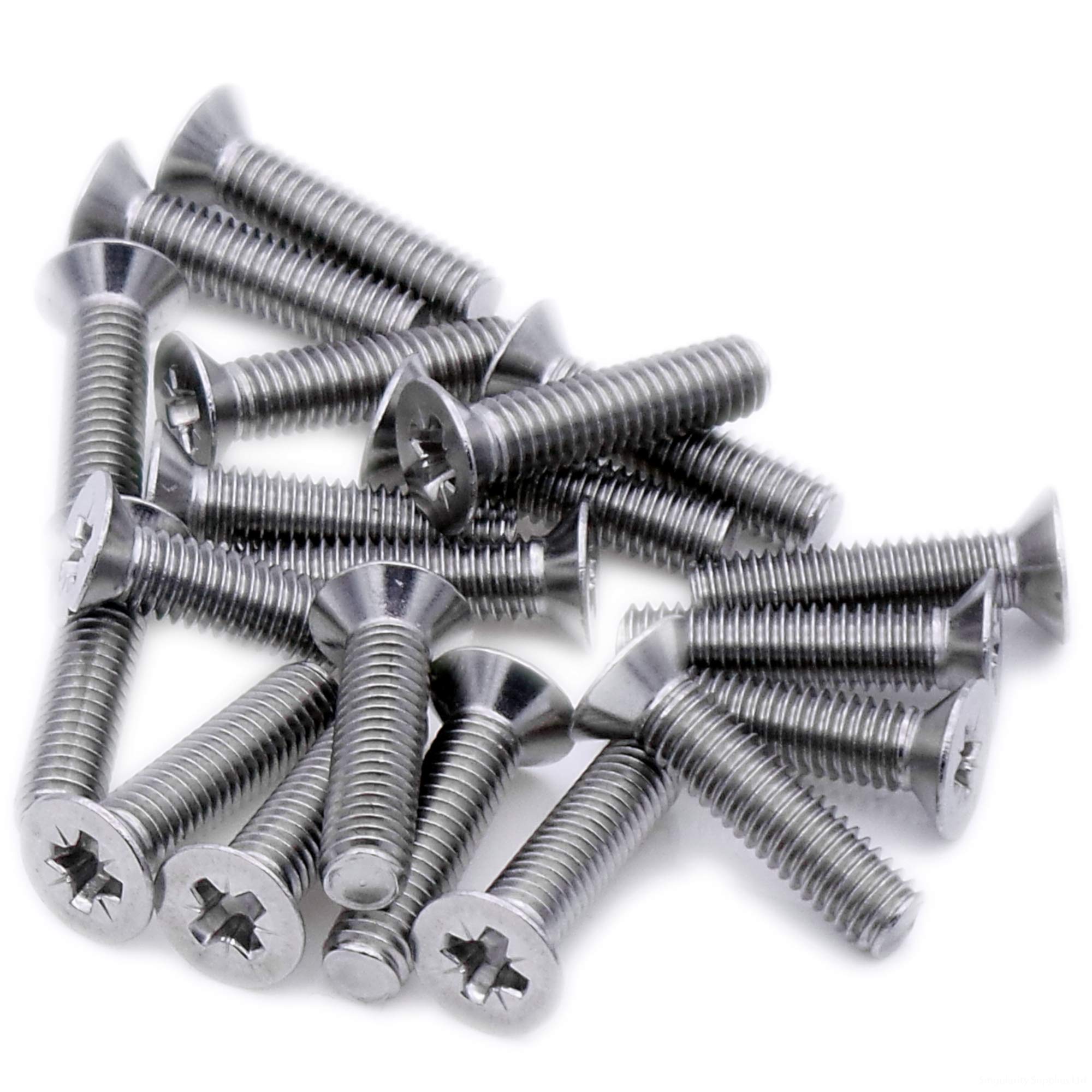 Singularity Supplies Silver M3 (3Mm X 12Mm) Pozi Countersunk Machine Screw (Bolt) - Stainless Steel (A2) (Pack Of 20)