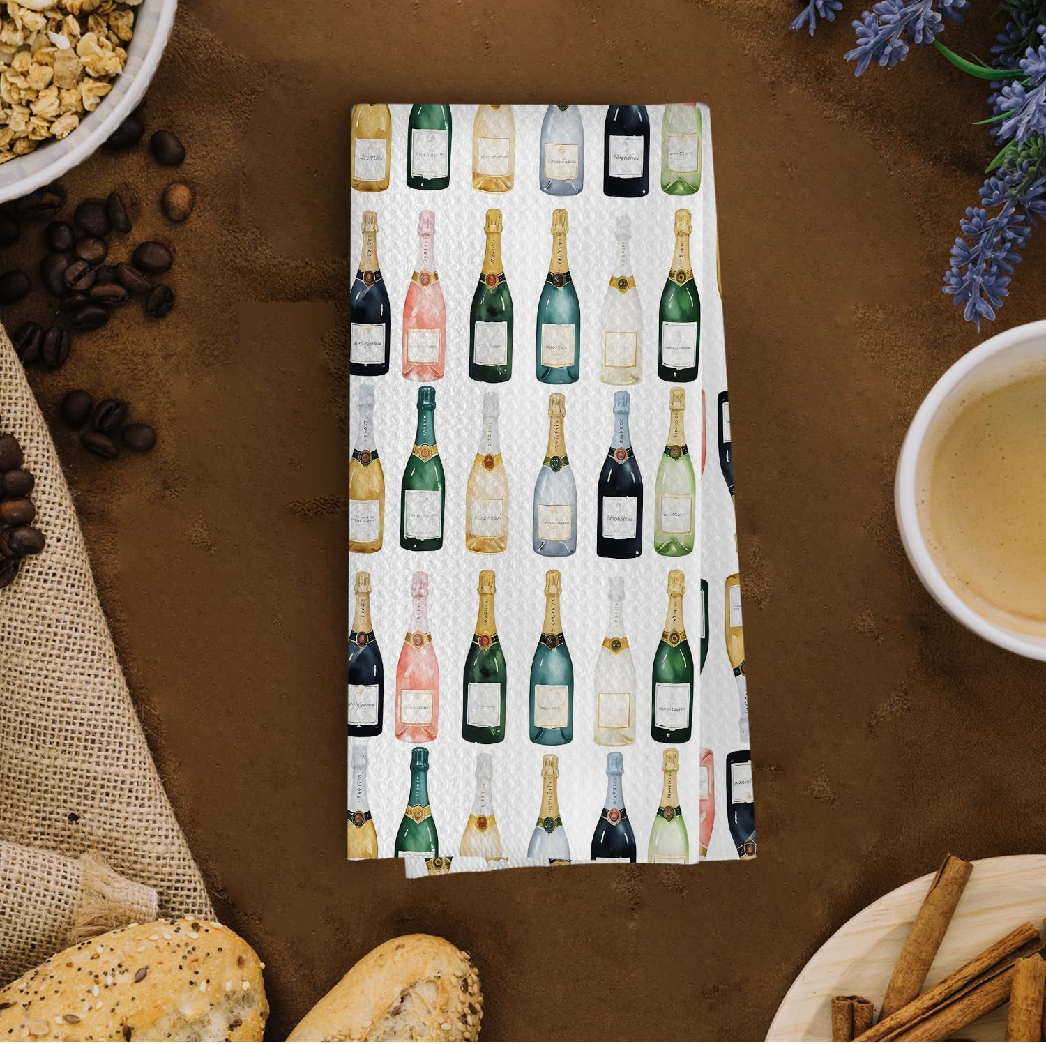 Champagne Lover Kitchen Towels - Champagne Gifts Decorative Waffle Dish Towels, Cocktail Gift Bachelorettes Hand Tea Towel, 16x24 Inch - Image 4