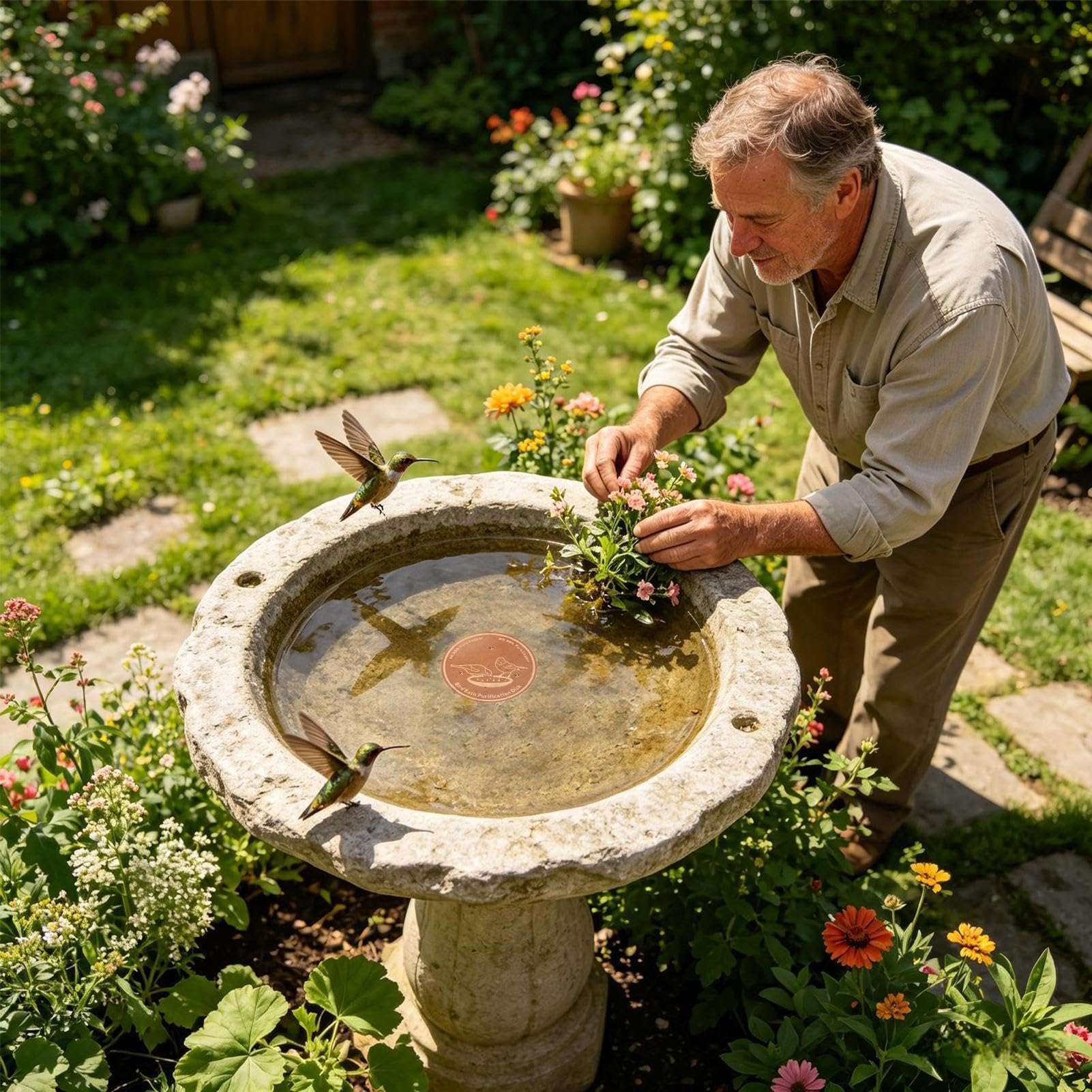 Generico Disco in Rame per Vasca da Bagno per, con Supporto Sicuro, 10x9 Cm, Purificatore d'Acqua, Disco da Bagno per, Inibitore di Alghe, per Patio Cortile Terrazza Prato