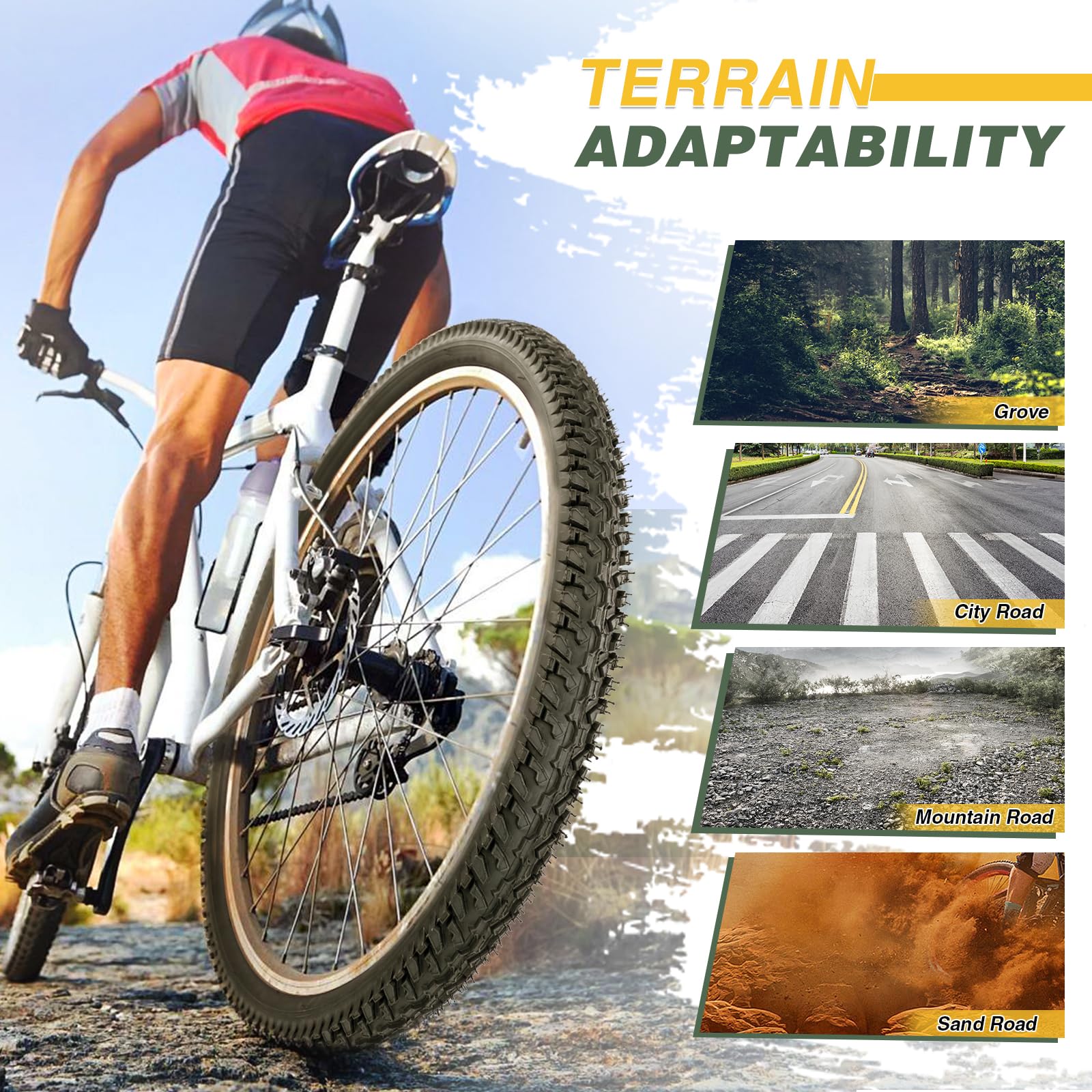 WEEROCK 2-pak opon rowerowych 26", 26 x 2,125 cala z dętką, składane opony rowerowe do rowerów MTB/miejskich/cruiser