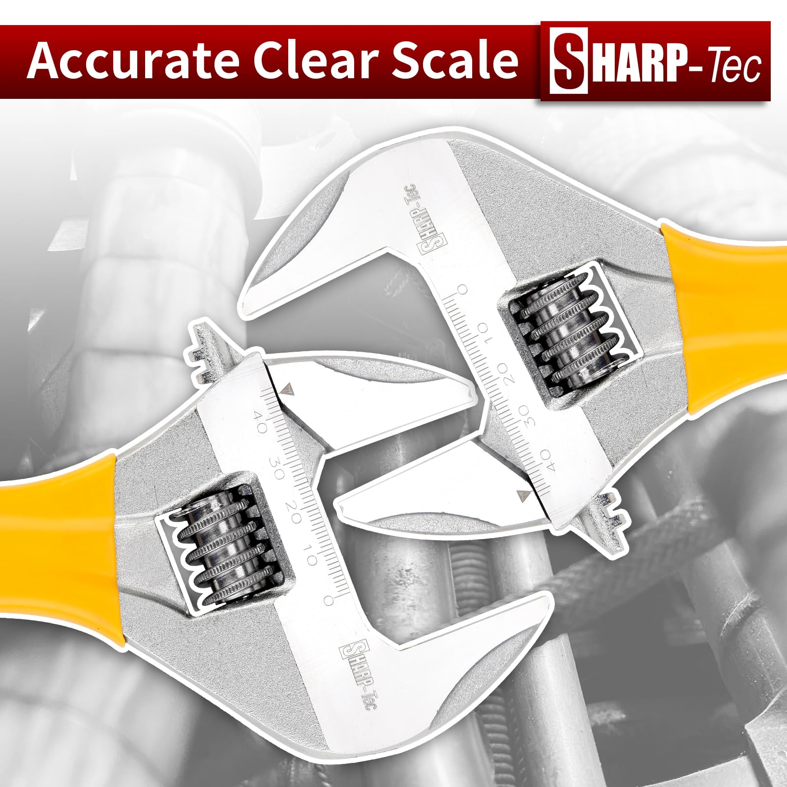 Sharp-tec Adjustable Spanner 8-inch/200mm, Stubby Slim Thin Plumbers Wrench - Image 4