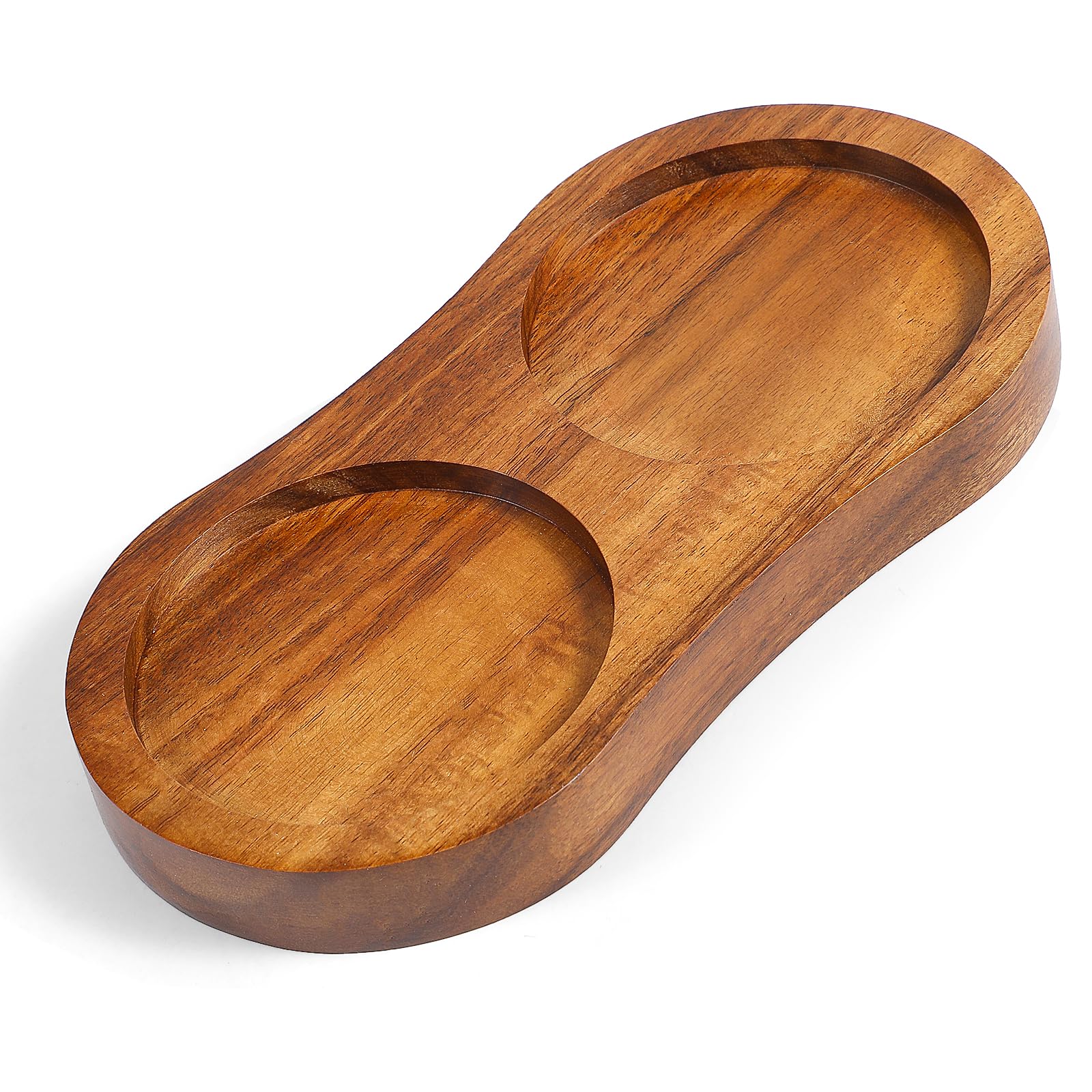 Salt and Pepper Tray Salt Peppers Holder Acacia Wood Grinder Mill Tray Wooden Salts and Pepper Shakers Trays (Not Included Mills)