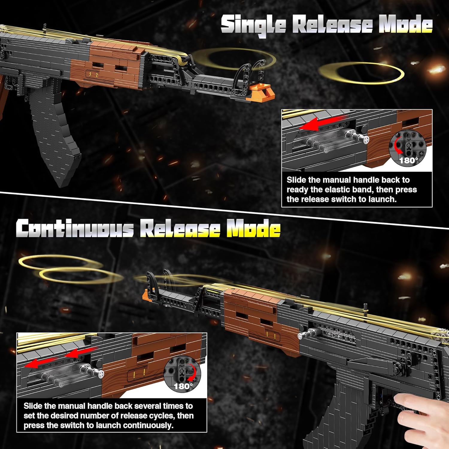 Building Block for Adults, Large Scale Classic Model Kit with Rubber Band Launcher, DIY Assembly Building Set for Boys 14+, Collectible Gift for Model Hobbyists, 1166Pcs