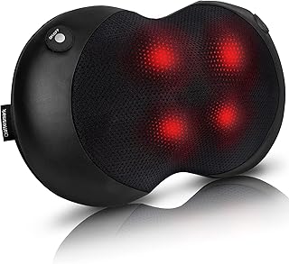 Back Massager, Craftersmark Neck Massager with Heat, 3D Kneading Massage Pillow, Portable Electric Shiatsu Massager for Ba...