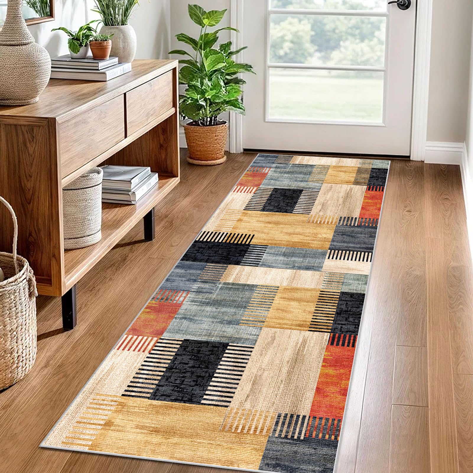Carpet Runner for Hallway 70 x 140 cm Non Slip Long Hallway Runner Rugs for Kitchen Rugs Washable Floor Carpet Runner Mat Absorbent Door Mat Narrow Hall Runner for Hallway Kitchen Bedroom Entryway