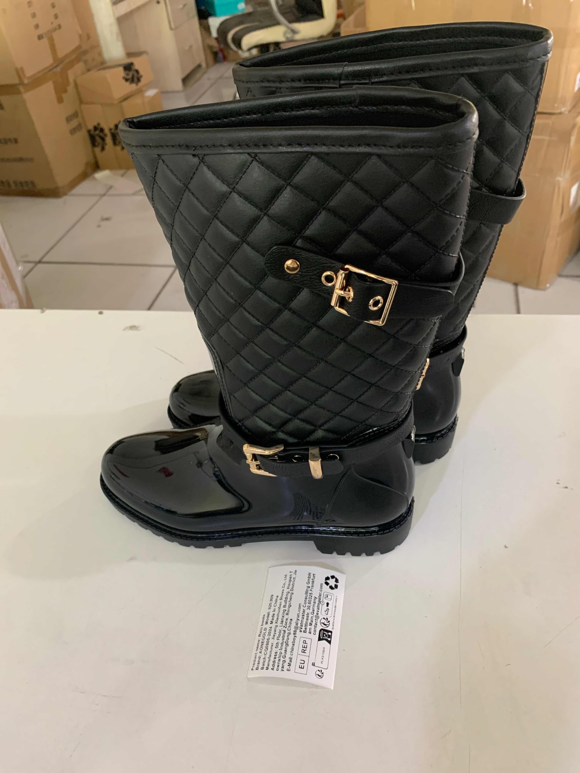 AONEGOLD Botas de Lluvia para Mujer Botas de Agua Altas Goma Botines Impermeable Antideslizante Wellington Boots Exterior Jardín Bota