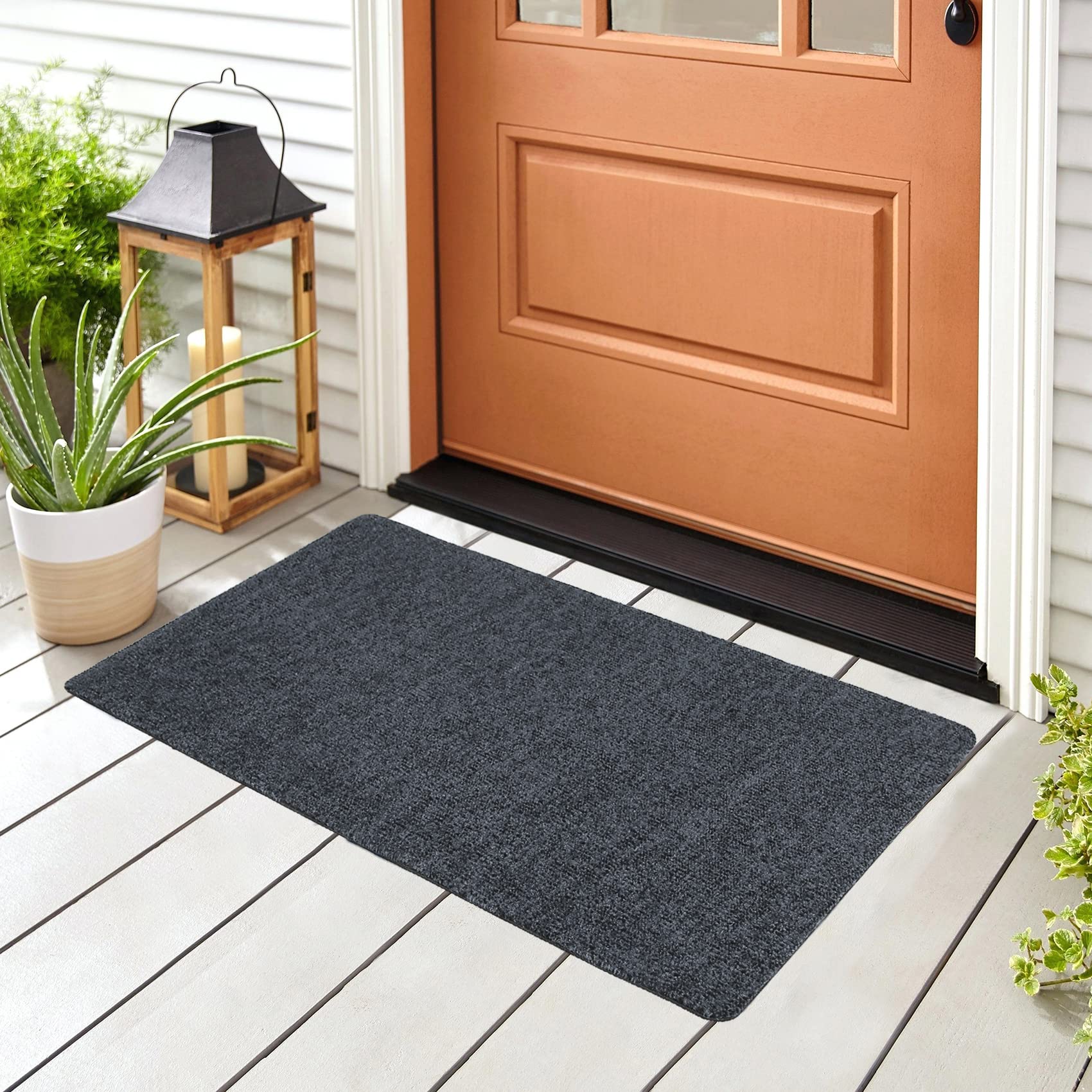 Doormats Outdoor and Indoor Ultra Thin Design Strong Stain-Resistant Entryway Mats Low Profile Inside Doormat Non Slip Rubber