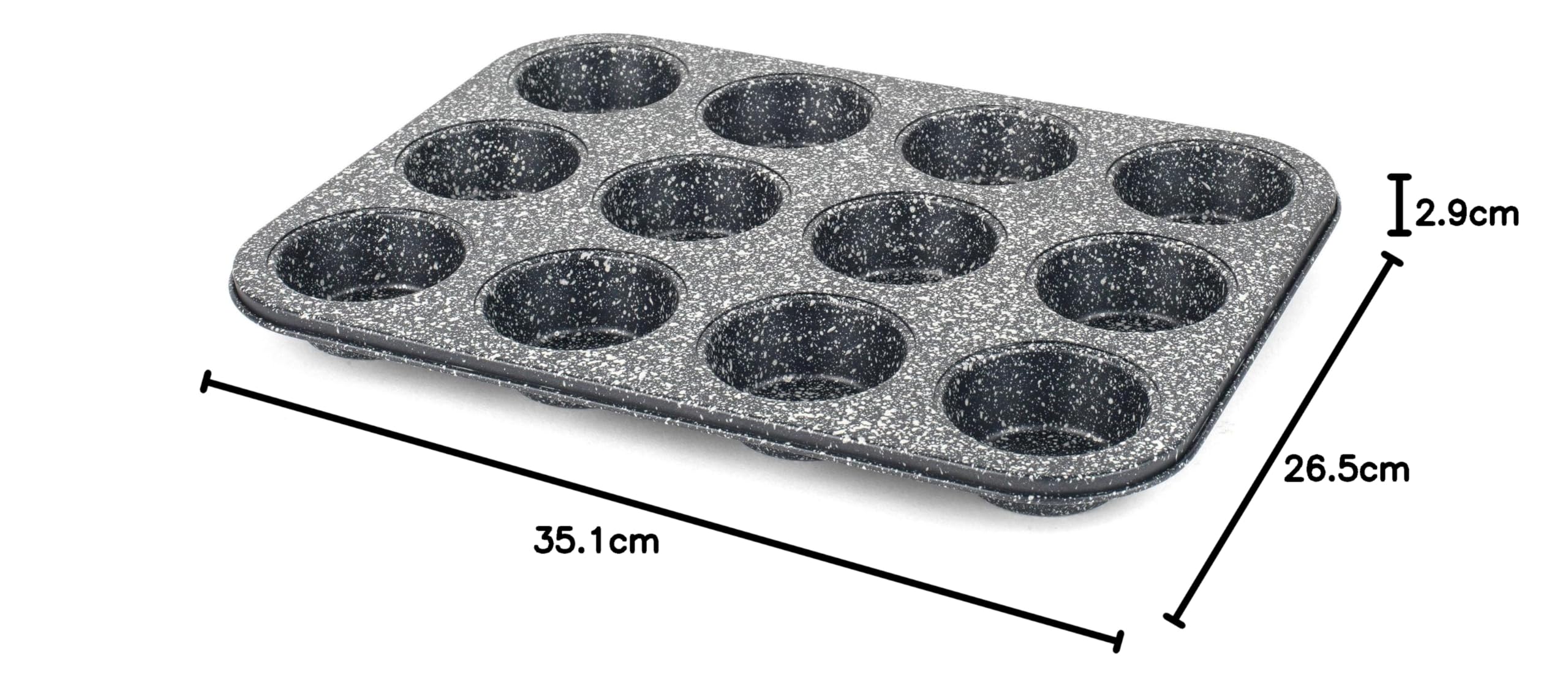 Salter BW07036BRMFOB Megastone patelnia do muffinek ze stali węglowej, 12 szklanek, blacha do pieczenia, blaszka do ciasta, nieprzywierająca powłoka, bez PFOA, bezpieczne w piekarniku, długotrwałe
