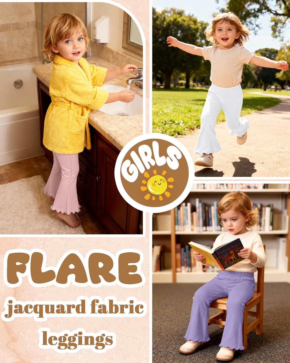 3 Pack Baby Girls Flare Pants Soft Ruffle Trousers Toddler Solid Bell Bottoms Infant Girls Lightweight Leggings - Image 4