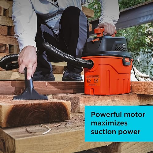 Miniatura 3 de BLACK+DECKER Aspiradora para uso húmedo y seco, 3 galones 3.0 pico de CV, aspiradora portátil 3 en 1 con cable con accesorios, aspiradora para el