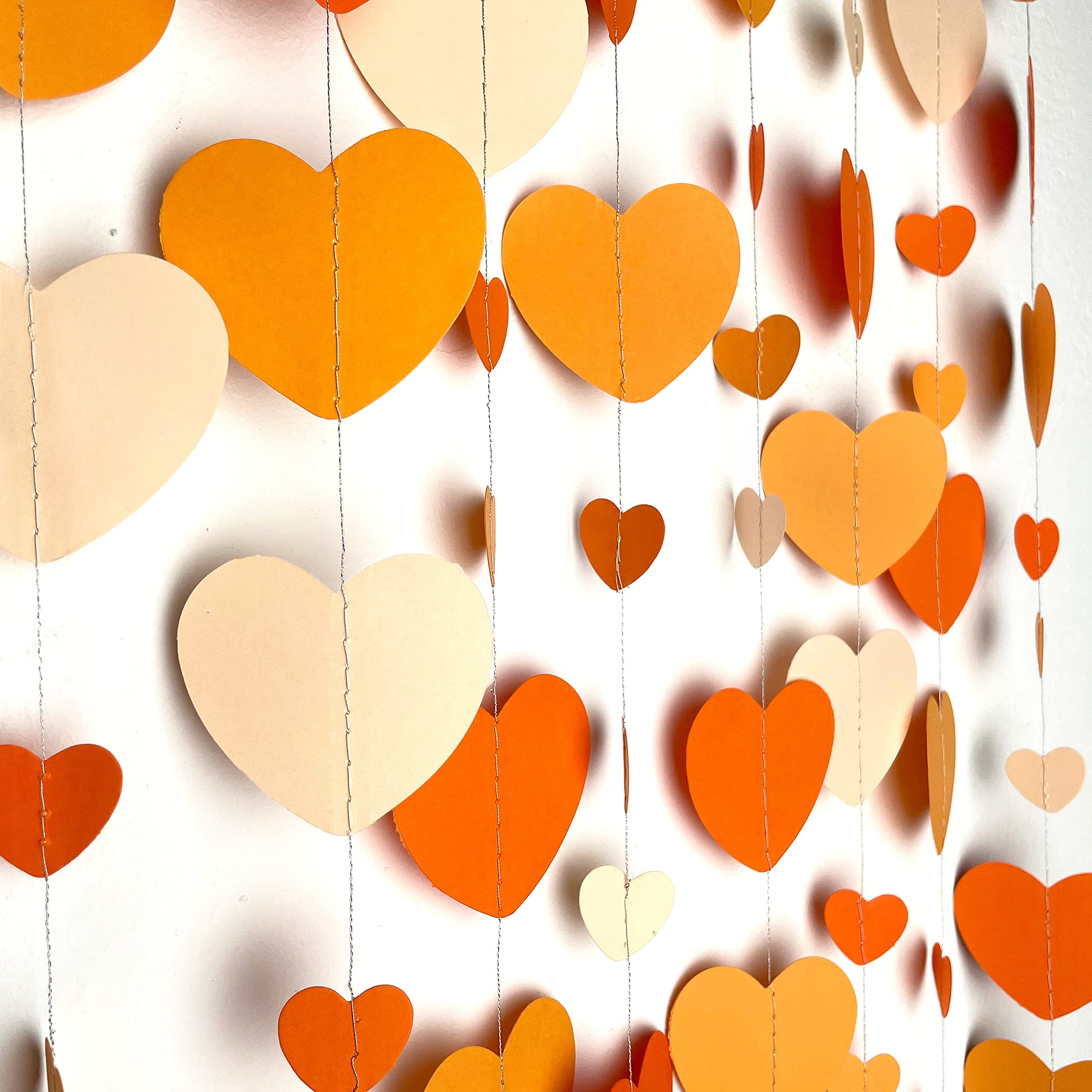 Decoración de fiesta naranja degradado, guirnalda de corazón naranja para colgar, serpentina de papel para otoño, día de San Valentín, boda, despedida de soltera, cumpleaños, baby shower, compromiso
