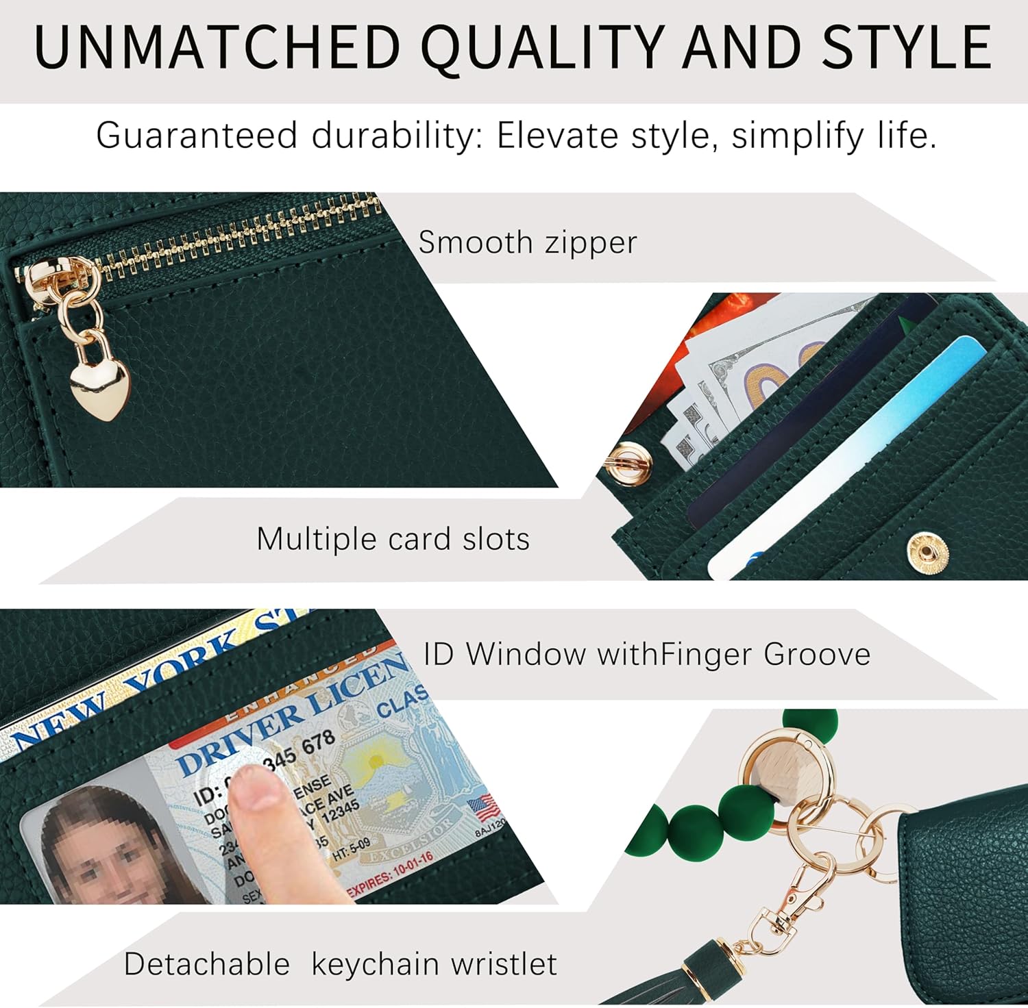 Sunpour Keychain Wallet RFID Wristlet Wallets for Women,Small Wallets Woman Key Chain Wallet with Coin Pocket and Id Window - Image 4