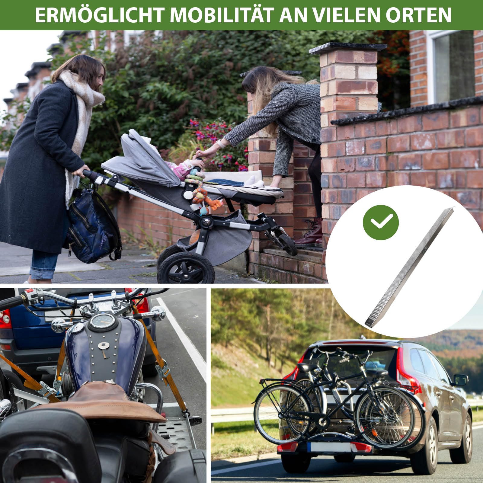 TRUTZHOLM 1x Auffahrrampe Alu Länge 250 cm Traglast 500 kg Verladerampe für Motorräder Maschinen