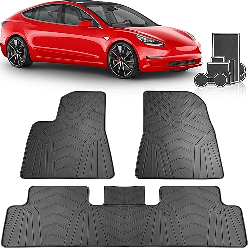 Alfombrillas Tesla Model 3 para todo tipo de clima 2017-2023 con portavasos resistentes a la intemperie, delanteras y traseras, juego de