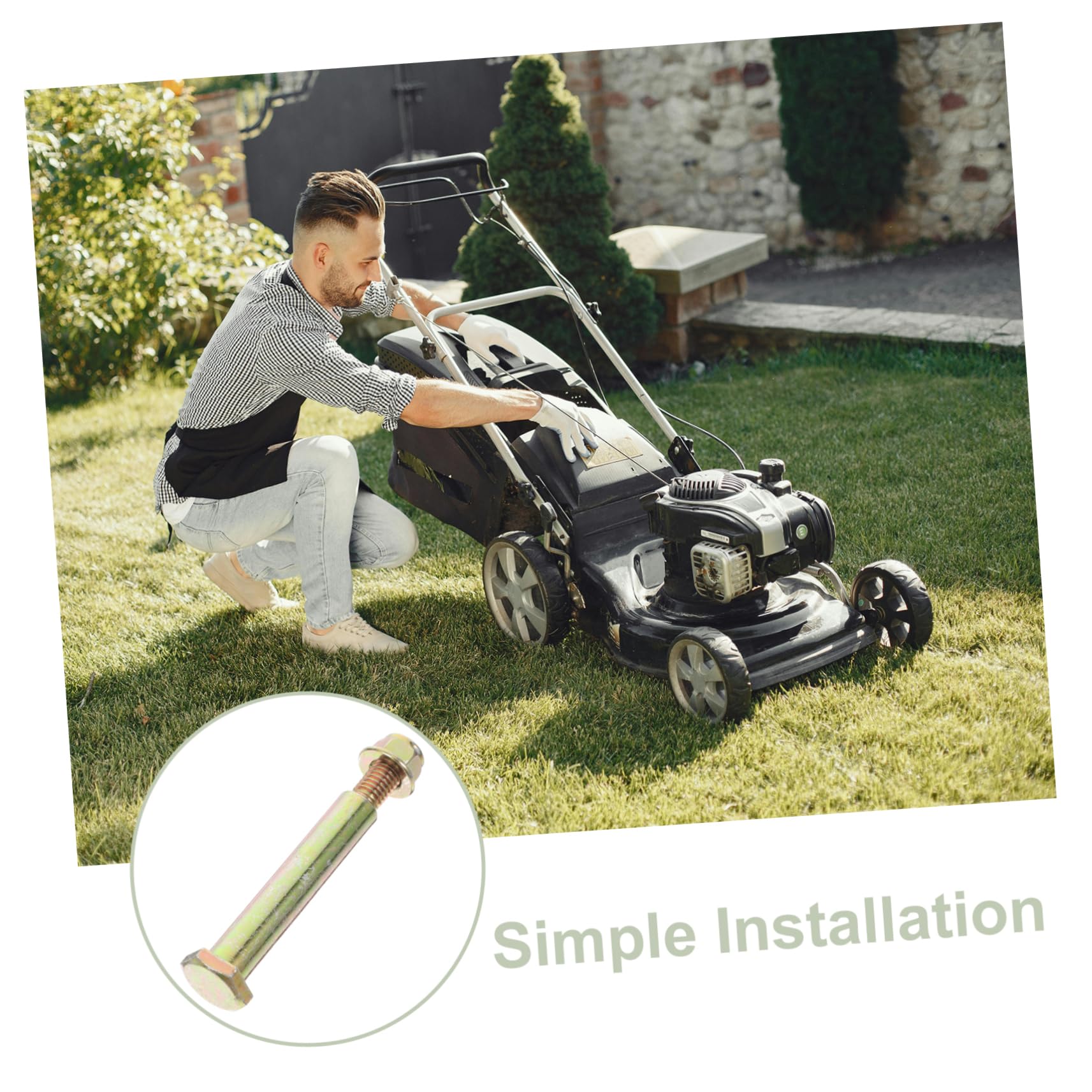 CIMAXIC 1Set Lawn Mower Rear Wheel Screw Bolt Compatible with Durable Steel Wheel Bolt for Lawn Mower Accessories