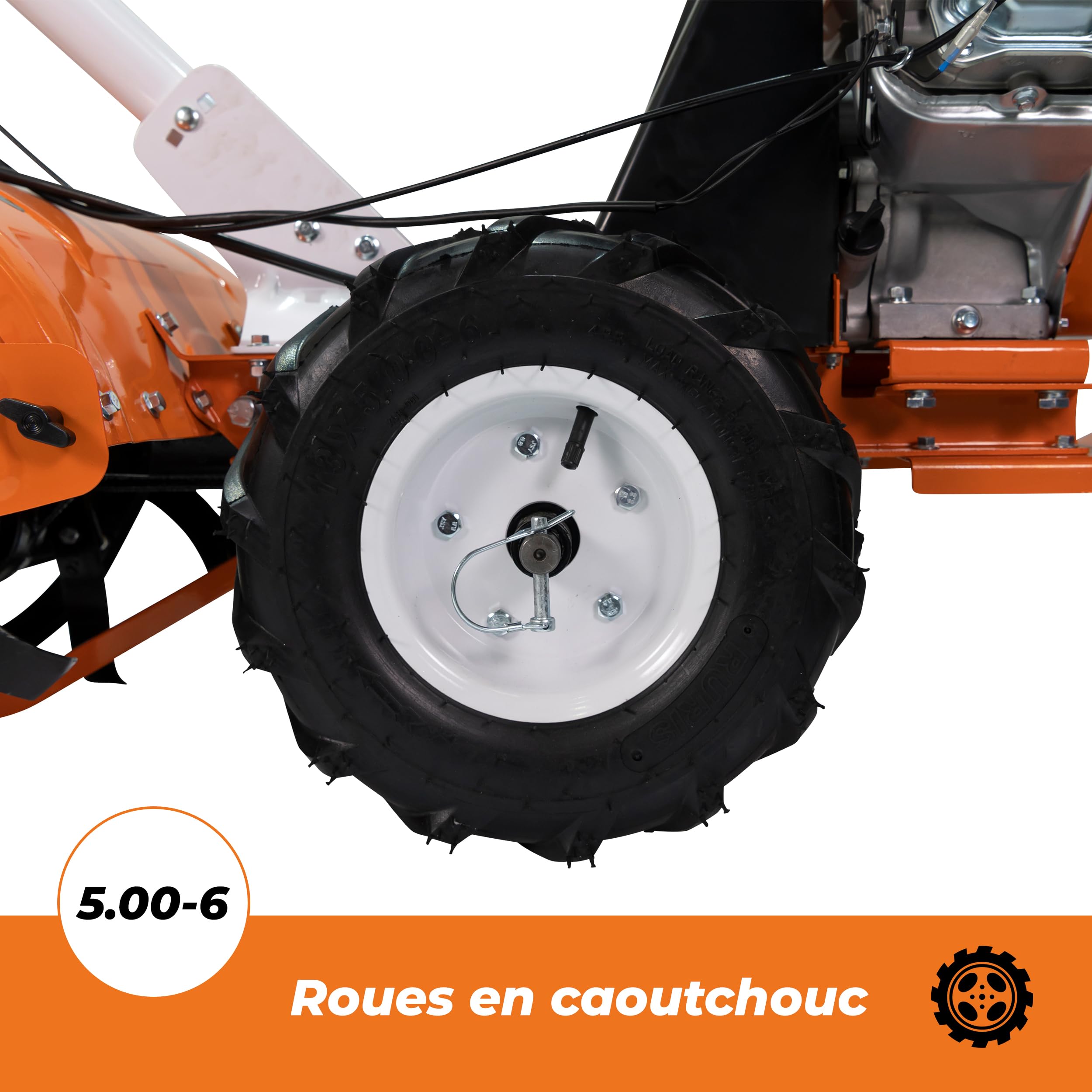 RURIS 5800r, Motobineuse Rotofraise Arriere de 480mm, Ideale pour des Serres et Solariums, Orange