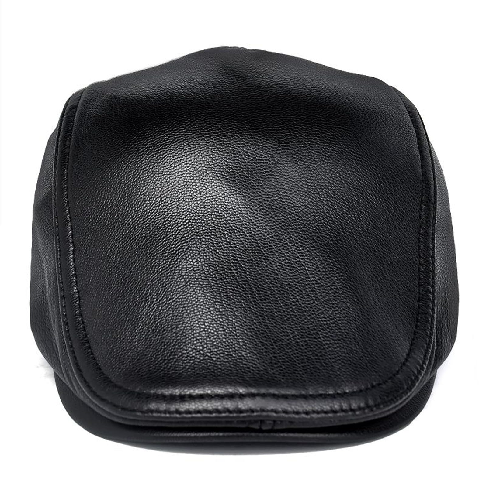 Berretto da Uomo in Vera Pelle Morbida, Cappello Piatto Regolabile in Montone, Ideale per Occasioni Formali, Informali e per L'Uso Quotidiano(55-56cm(21.65-22 in))