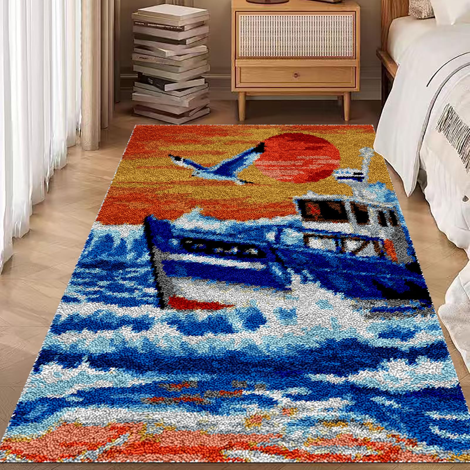 Laegnfho Latch Hook Kits for Adults Latch Hook Rug Kits Latch Hook Kit for Beginners Adults Handmade Home Decoration Rug Making Kits for Adults Latch Hook Mats Latch Hook Cushion Kits 55 x 75 cm