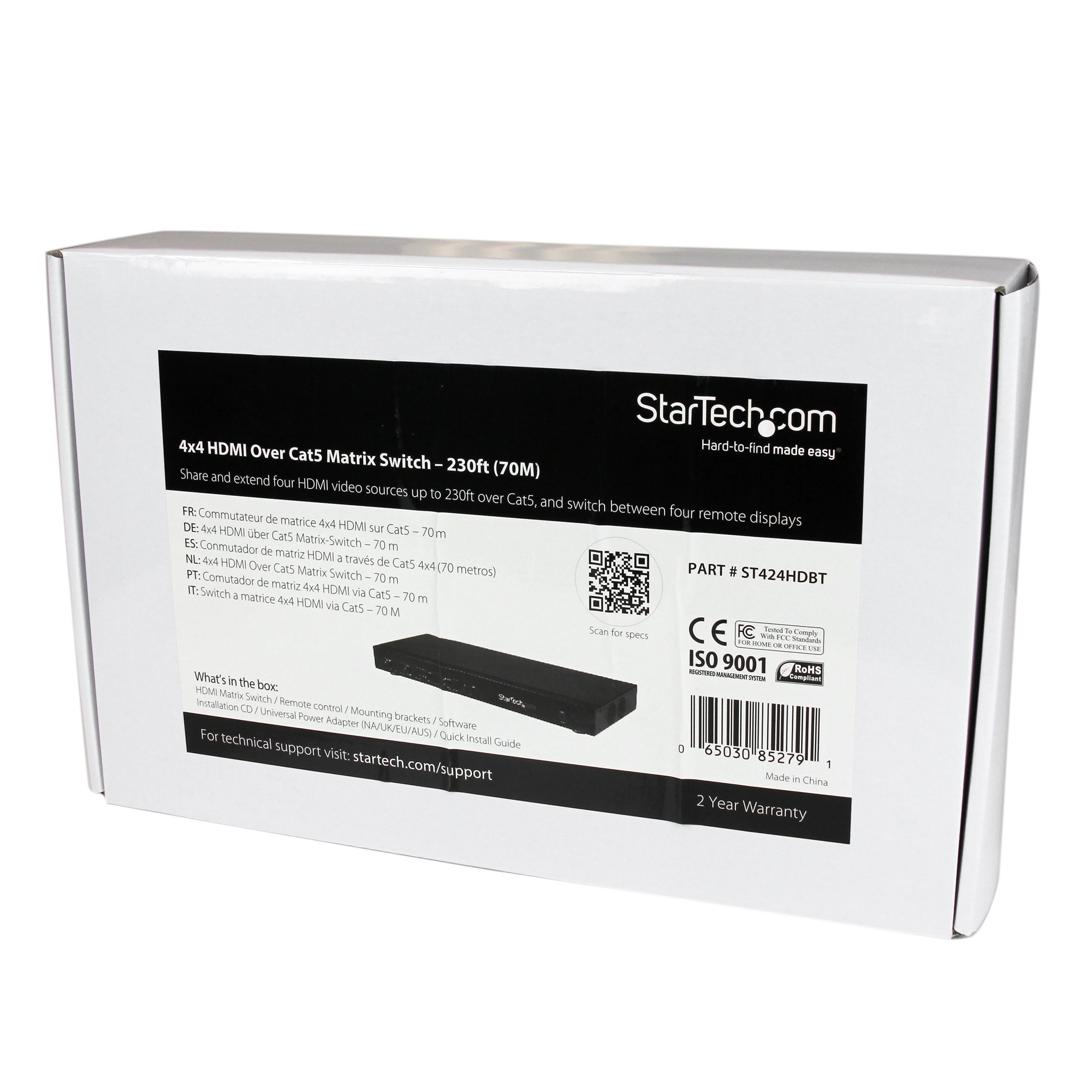 StarTech.COM Switch Matrice 4x4 HDMI et extendeur HDMI Via Cat5 / Cat6 - HDBaseT - 1080p - 70 m (ST424HDBT)