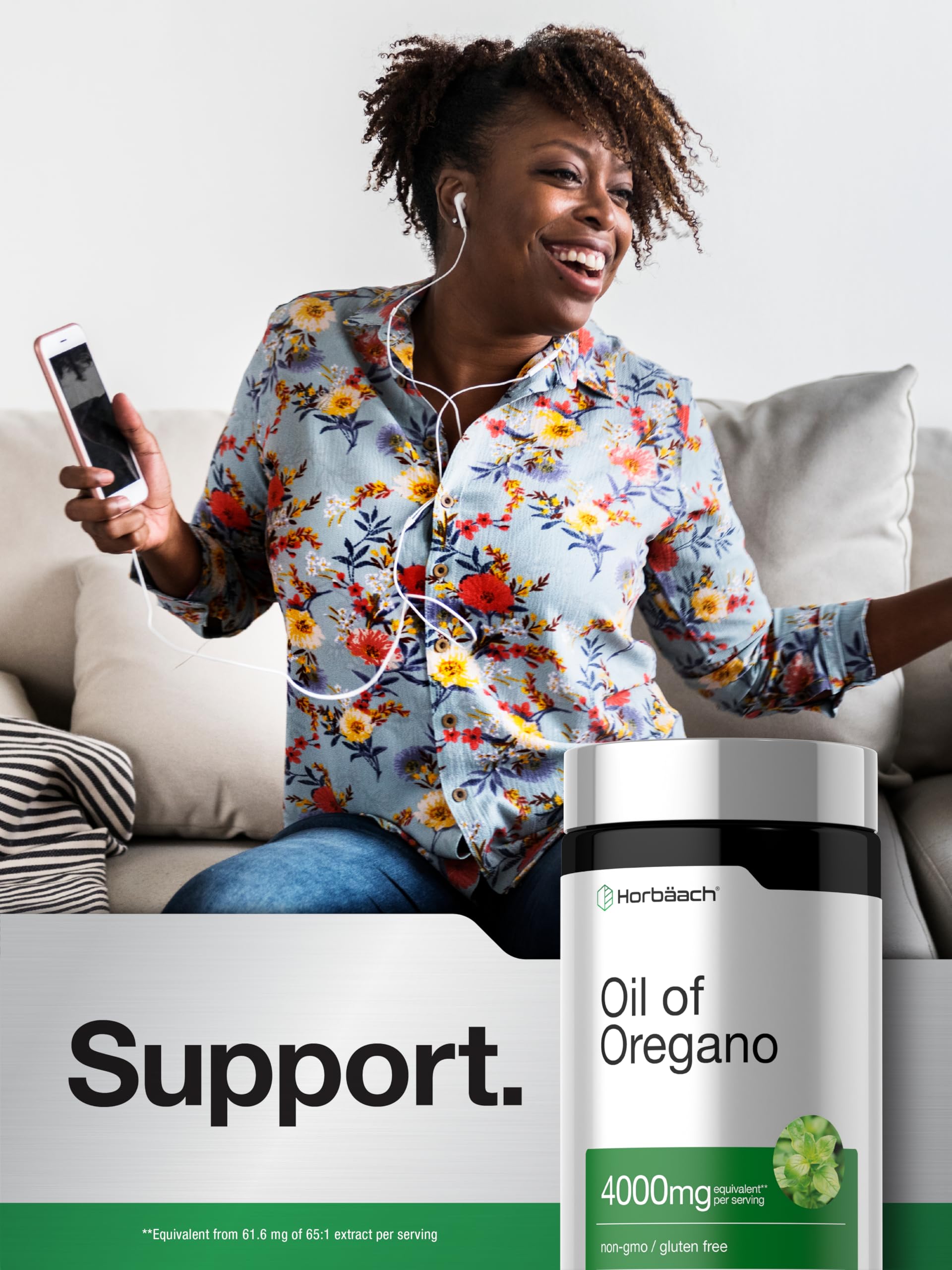 Horbäach Oregano Oil | 4000mg | 300 Softgel Capsules | Naturally Occurring Carvacrol Pills | Non-GMO and Gluten Free Extract Supplement