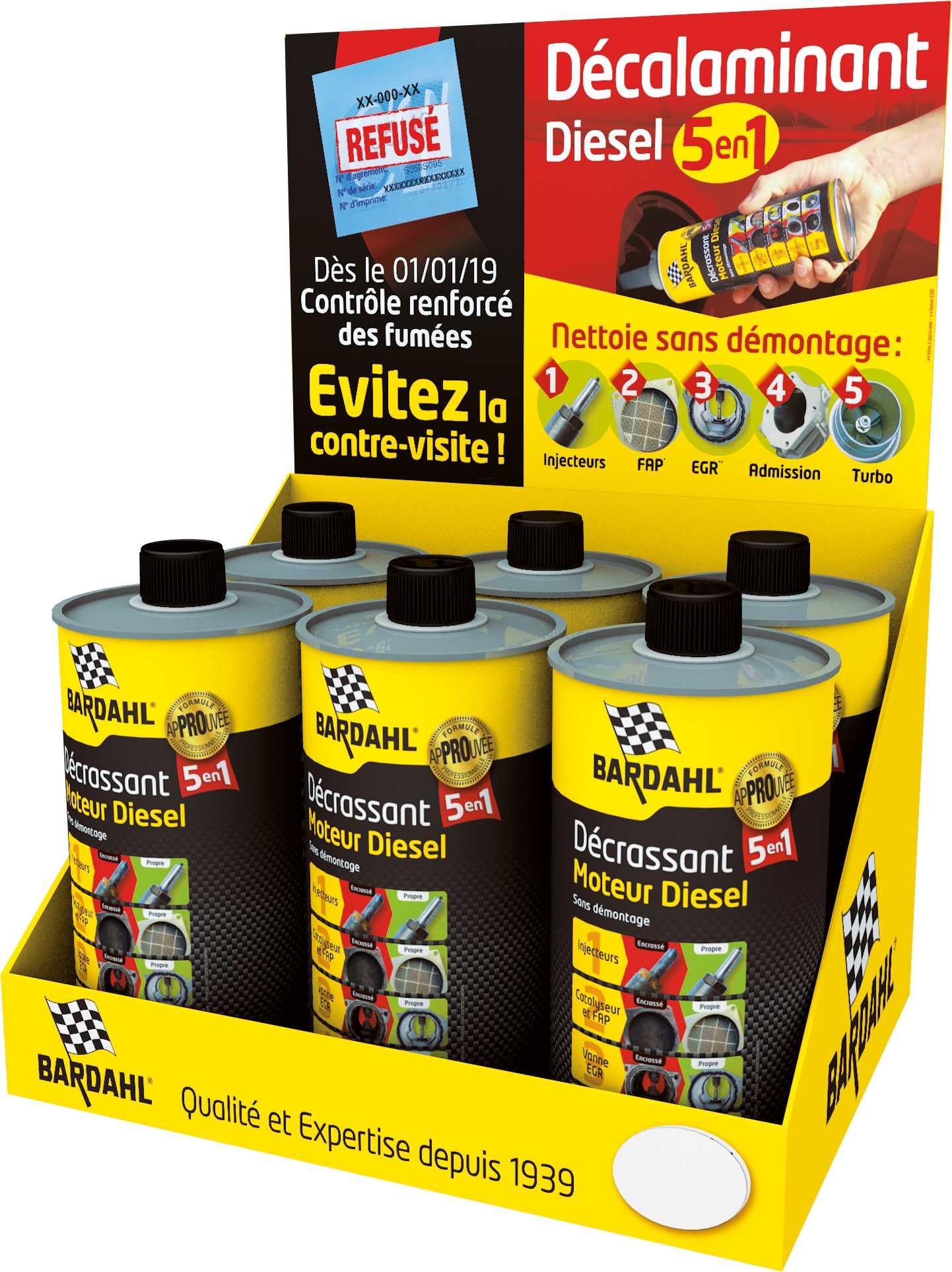 Décrassant moteur diesel 5 en 1 Bardahl 1L