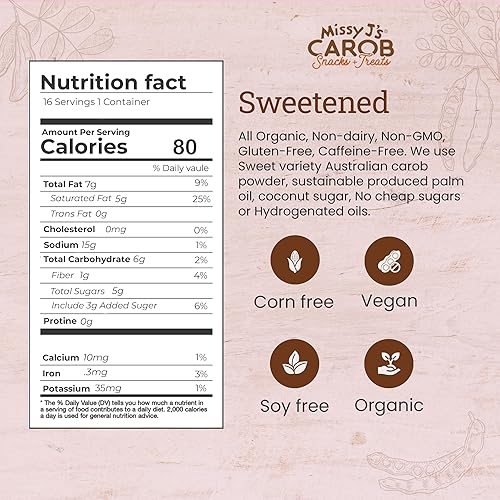 Miniatura 2 de Missy J's Chips orgánicos de algarroba de 8 onzas, 1 paquete Hecho de algarroba con azúcar de coco, vegano y sin gluten Sustituto saludable sin