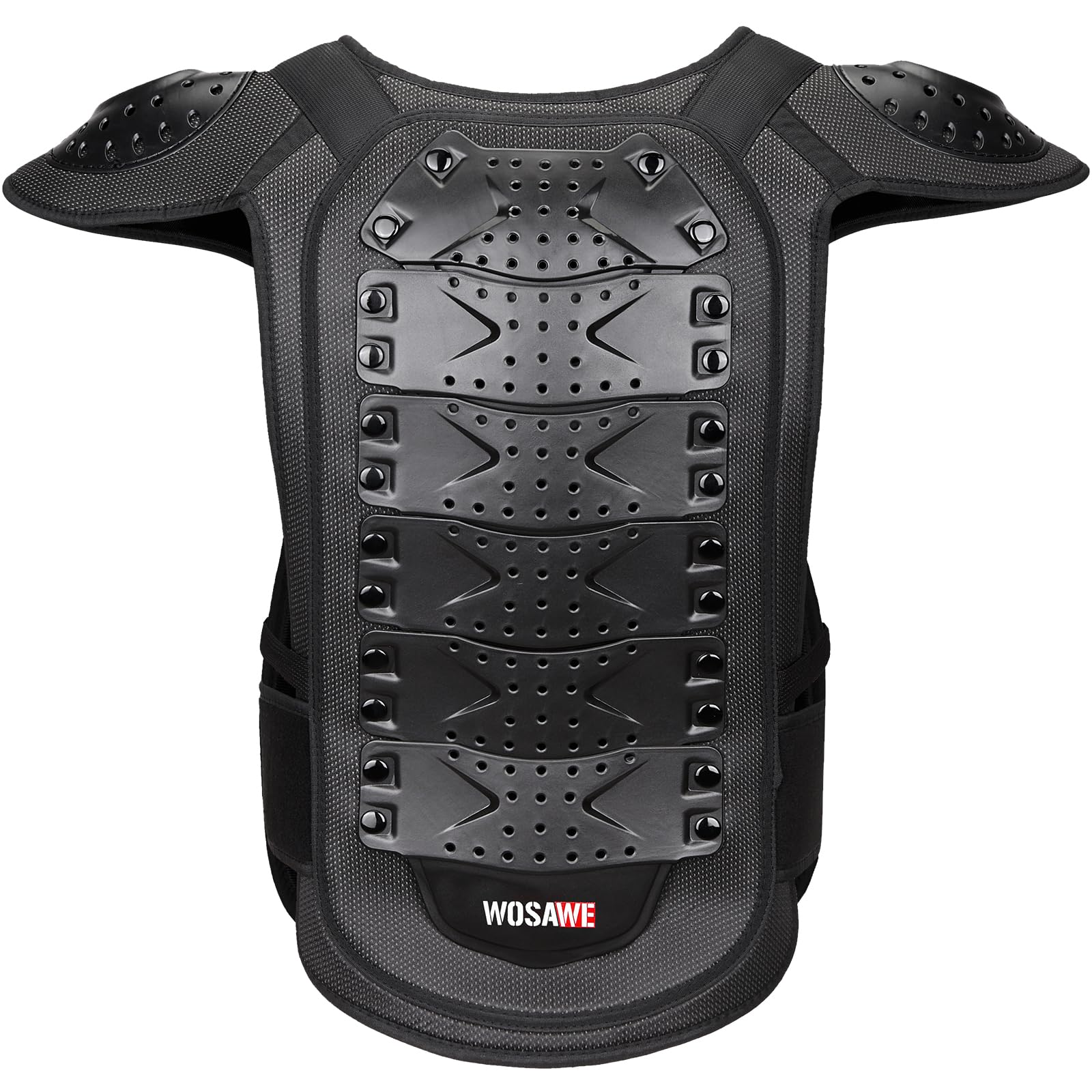 WOSAWE Motorrad Jacke für Erwachsene, Brust- und Rückenpanzer Design Racing Jacke für Riding Skating Roller Skifahren Snowboard (15 Schwarz, M)