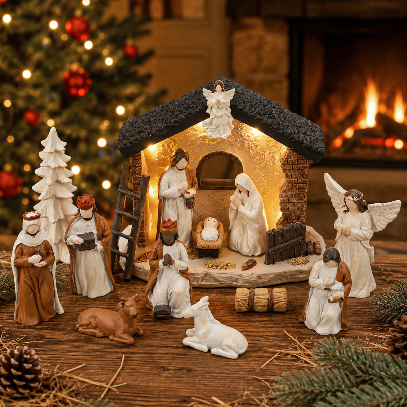 Presepe di Natale 14 Pezzi con Statuine in Resina dipinto a mano prodotto