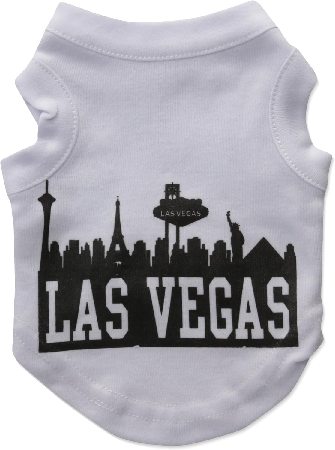 Mirage Pet Products 8-Inch Las Vegas Skyline Screen Print Shirt for Pets, X-Small, White