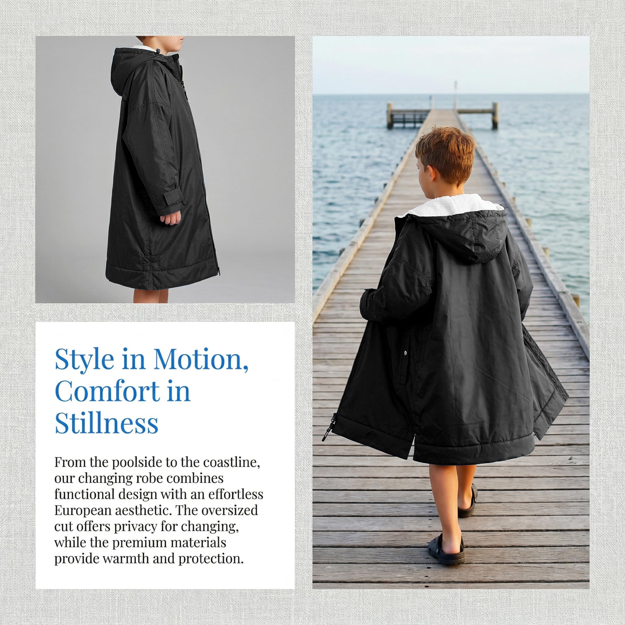 Catalonia Classy Wickelmantel Wasserdicht für Kinder, Wärmemantel Schwimmen mit Sherpa-Futter, Surf Dry Poncho Robe für Junge Mädchen