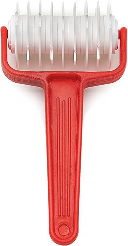 Cortador de celosía de masa, 1 rodillo de celosía de plástico, cortador de hojaldre, herramienta para pasteles, masa, pastel, galletas (rojo)