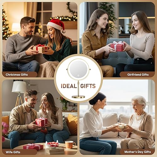 Miniatura 7 de Espejo de maquillaje iluminado, 5000 mAh recargable de doble cara con aumento de 3 colores, 1x20x, rotación de 360, espejo iluminado ajustable con