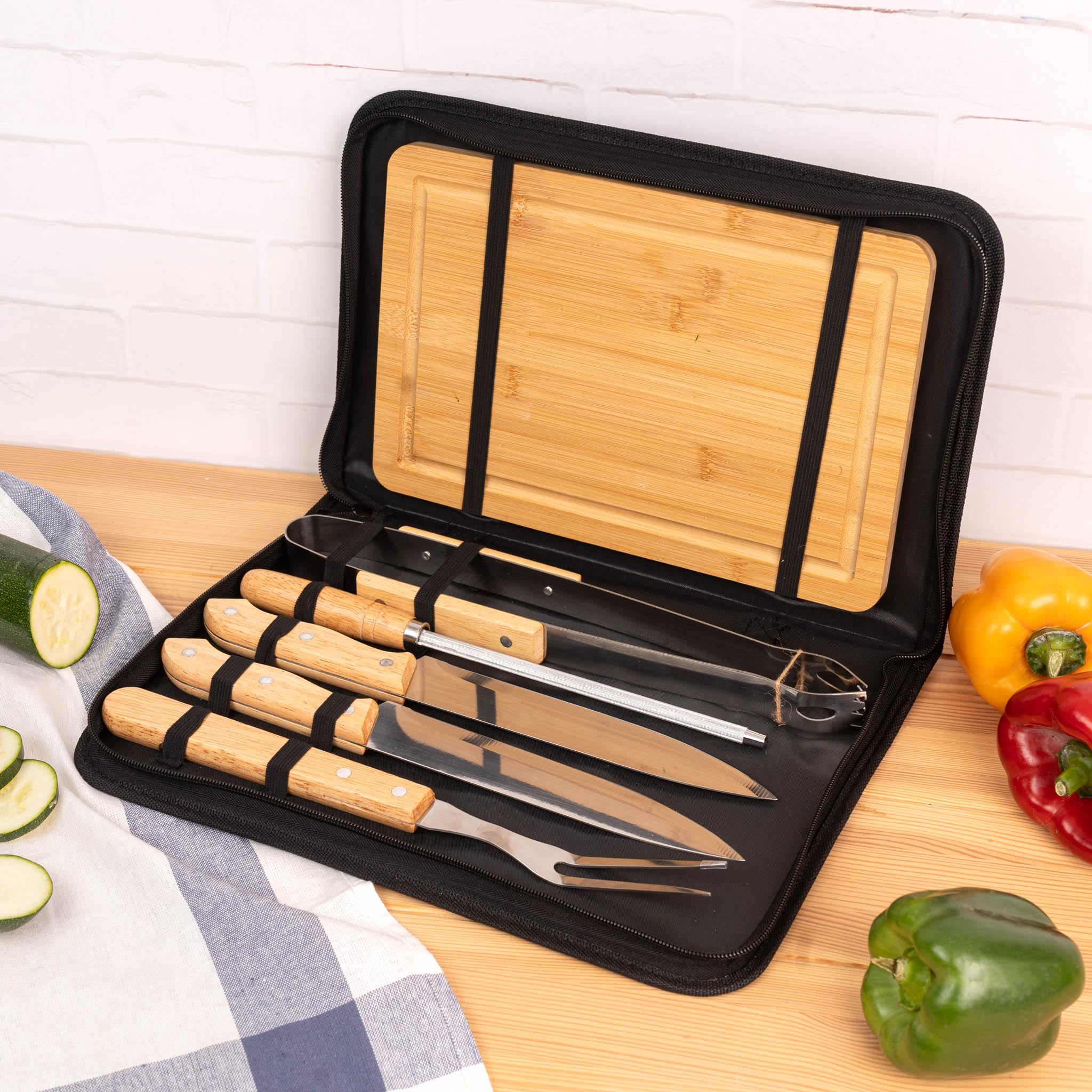 Wanapix Kit Barbecue Personnalisé Ustensiles BBQ Malette 6 Accessoires Set