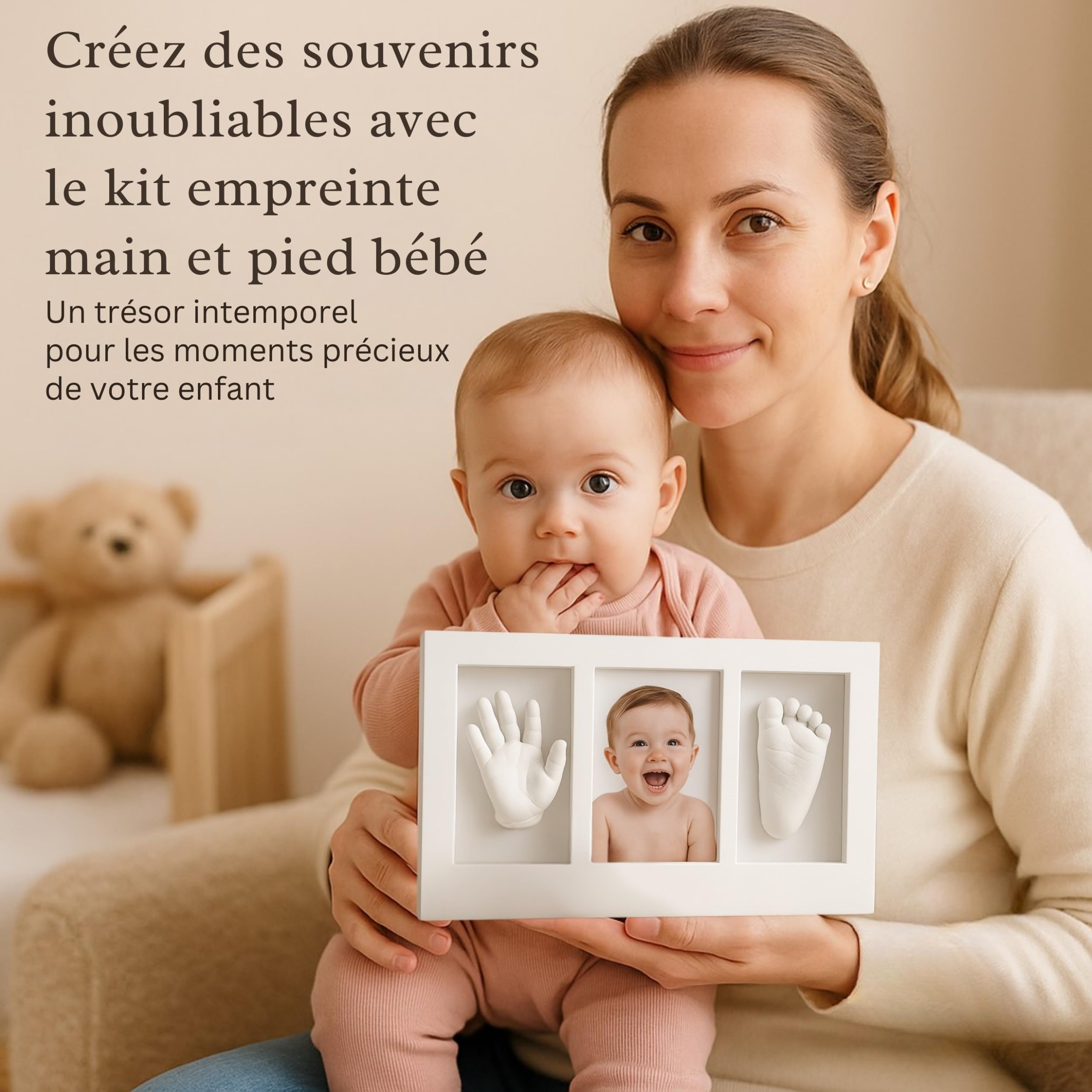 Coffret Naissance Personnalisé Plâtre Non Toxique Kit Empreinte Main Pied Bébé Cadeau Baby Shower Baptême