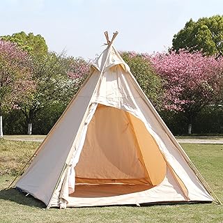 Tenda Pirâmide Tenda Indiana com Abrigo Solar 3 4 Pessoas Tenda Familiar Impermeável Outdoor Camping Tenda de Algodão Yurt Barraca para Montanhismo Caminhadas Camping Olá