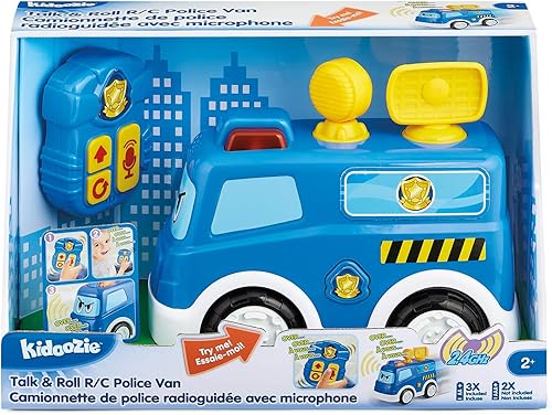 Miniatura 4 de Kidoozie Talk & Roll - Furgoneta de policía RC, vehículo de juguete a control remoto con luces y sonidos para niños pequeños de 2 años en adelante