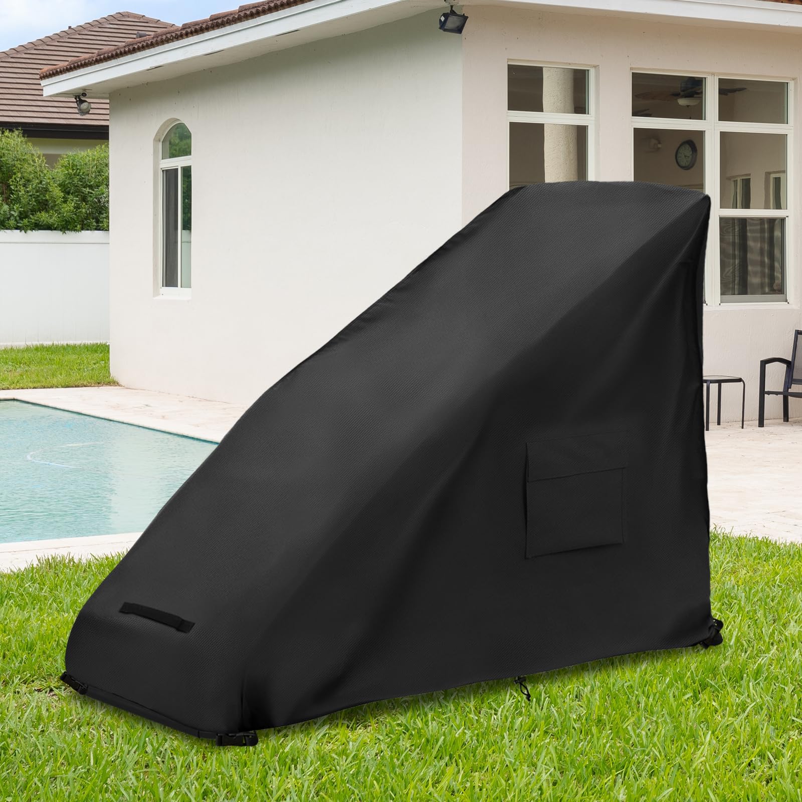 Housse de chaise Zero Gravity pour extérieur 600D imperméable et résistante - Housse de chaise longue pliante zéro gravité - Noir - 99,1 x 66 x 114,3 cm (L x l x H)
