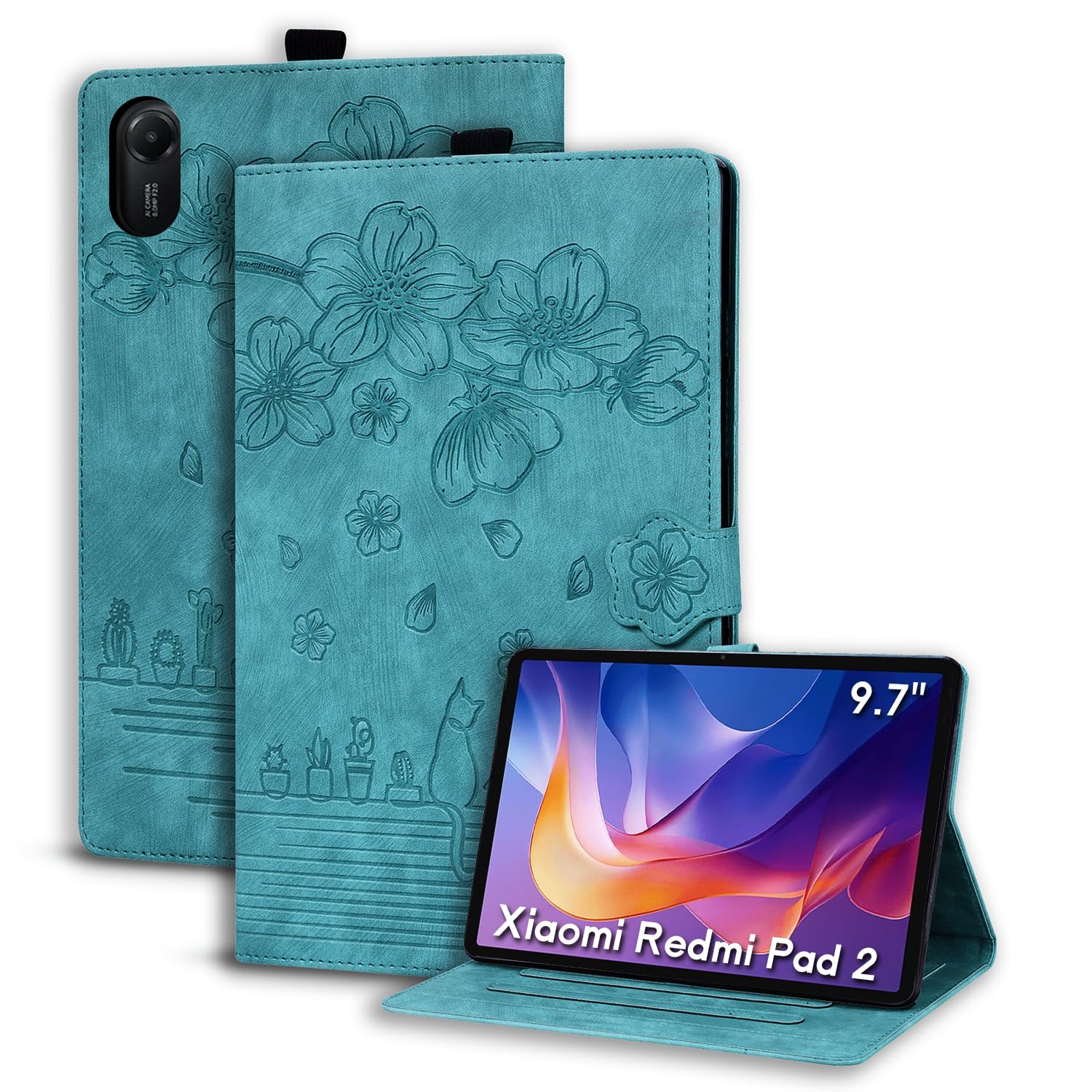 Succtopy Hülle für Xiaomi Redmi Pad 2 9.7" 2026 Folio Flip PU Leder Tablet Hülle Schutzhülle mit Stifthalter und Standfunktion für Xiaomi Redmi Pad 2 9.7 Zoll Hellgrün