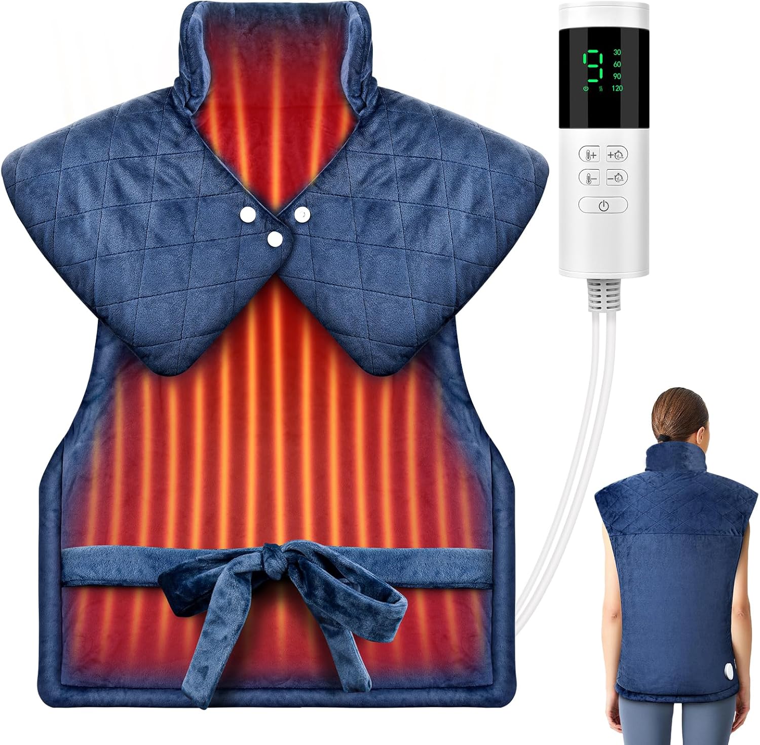 Heating Pad for Neck and Shoulders and Back, Pain Relief Electric Heating Pad for Back Large 24”X37” with 9 Heat Settings 4 Timers, Birthday Gifts for Women Men Mom Dad