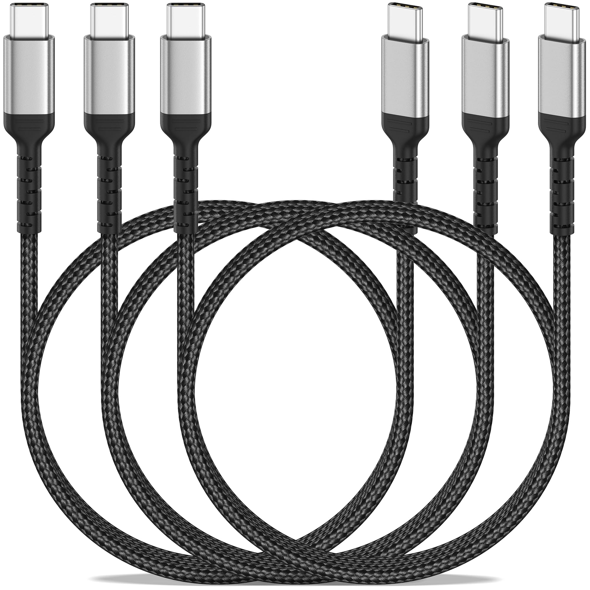ADILIFT - Cavo USB C a USB C, 60 W, 3 pezzi da 1 m, cavo di ricarica rapida in nylon USB C, 3 A/20 V, compatibile con MacBook/iPad/iPhone 16/15/Pro/ProMax, Galaxy S24 S23 A55 A25 A15, Huawei, Pixel 9